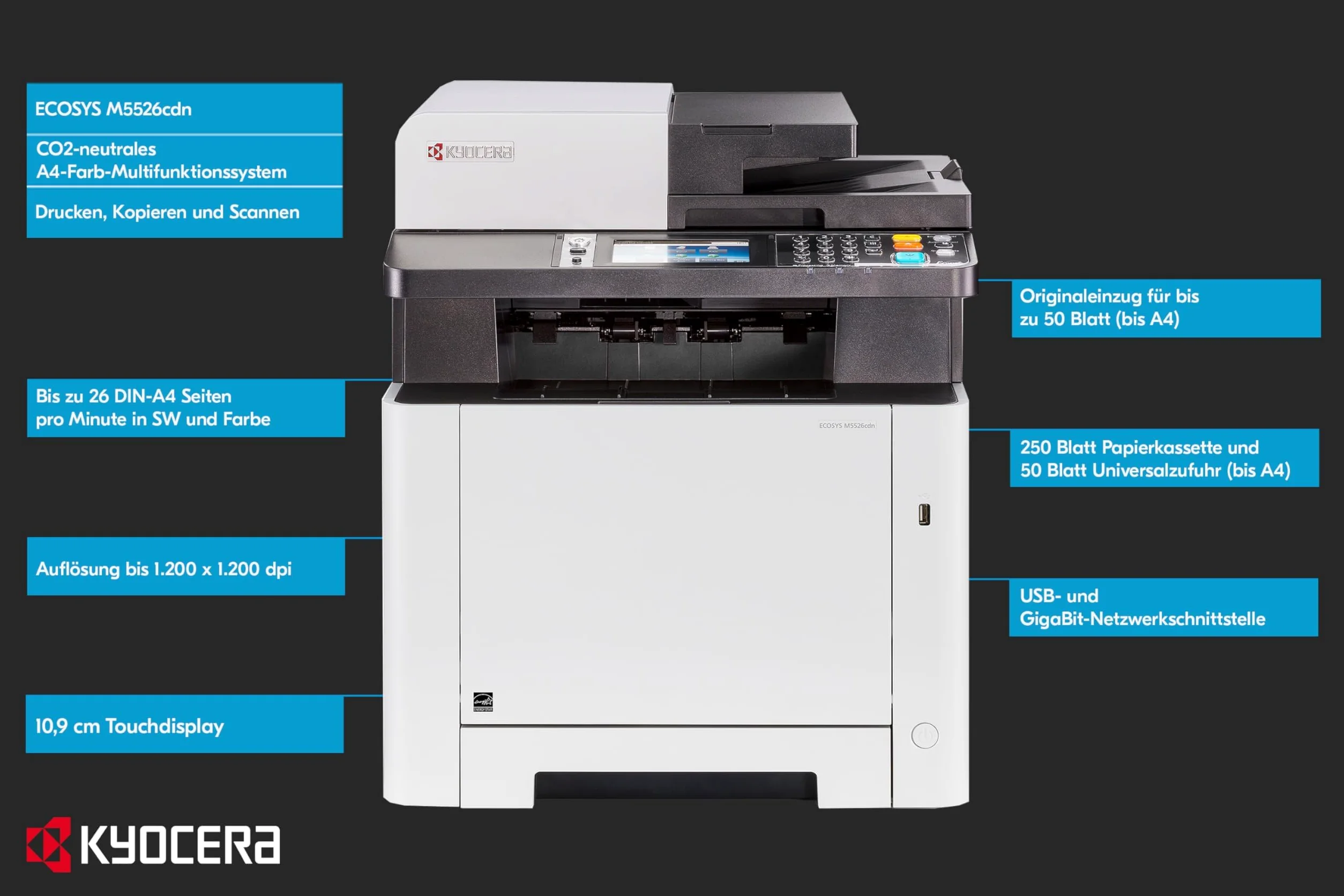 Kyocera 1102R83NL0 M5526CDN stampante laser a colori 4in1 A4 / duplex / LAN / multi / colore