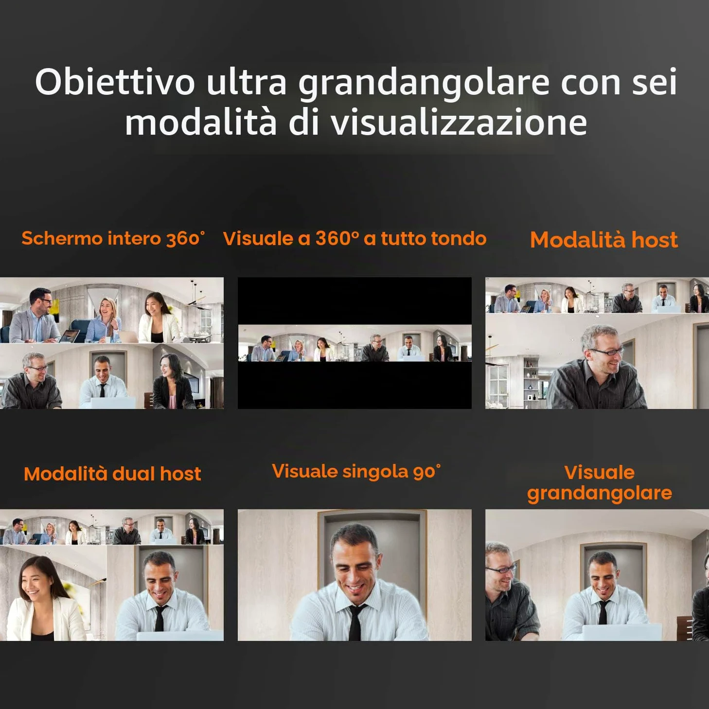 j5create Webcam per riunioni a 360 gradi - Videocamera per videoconferenze HD 1080P con microfono ad alta fedeltà, USB-C | per videoconferenze, lezioni online e collaborazione (JVCU360)