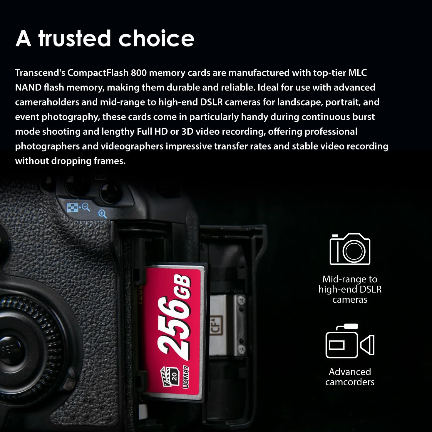 Transcend Scheda CompactFlash 800 da 32 GB, fino a 120/60 MB/s, supporta la modalità Ultra DMA 7 ad alta velocità, ideale per video Full HD e 3D ad altissima risoluzione - TS32GCF800