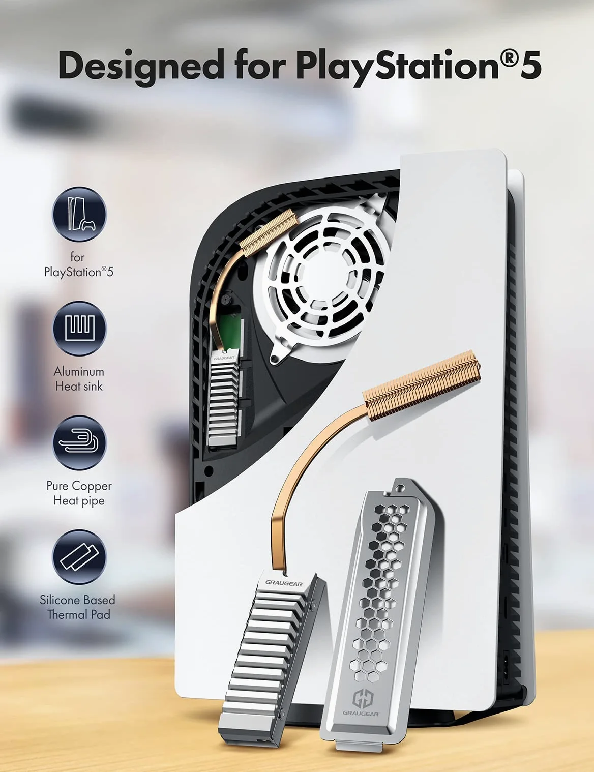 GRAUGEAR G-PS5HS01-COV système de refroidissement d’ordinateur Disque électronique Dissipateur thermique/Radiateur C