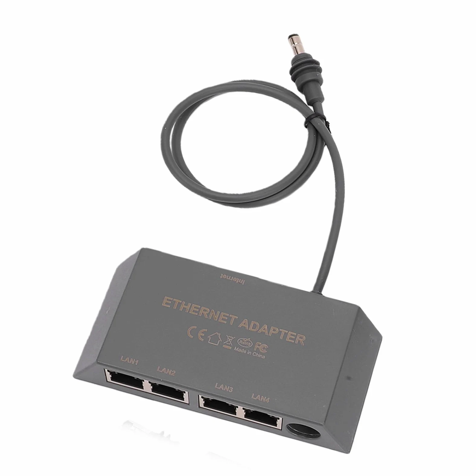Adattatore Ethernet 4 Porte, Plug and Play Gigabit per Desktop | Materiale ABS, Compatto per Piccoli Uffici, Uso Marino, Configurazione del Driver Necessaria, Connessione Cablata Stabile