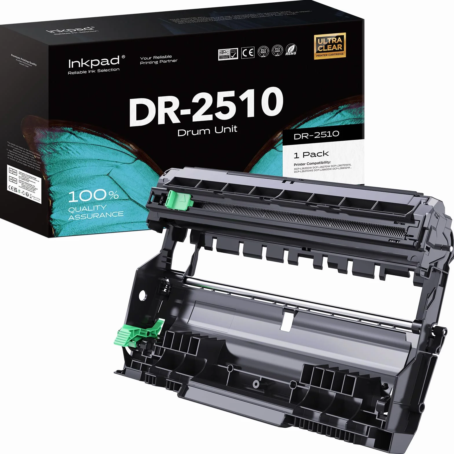 iNKPAD DR2510 unità Tamburo Compatibile con Brother TN2510 TN2510XL per HL-L2400DW HL-L2445DW DCP-L2660DW DCP-2620DW MFC-L2800DW MFC-L2860DW