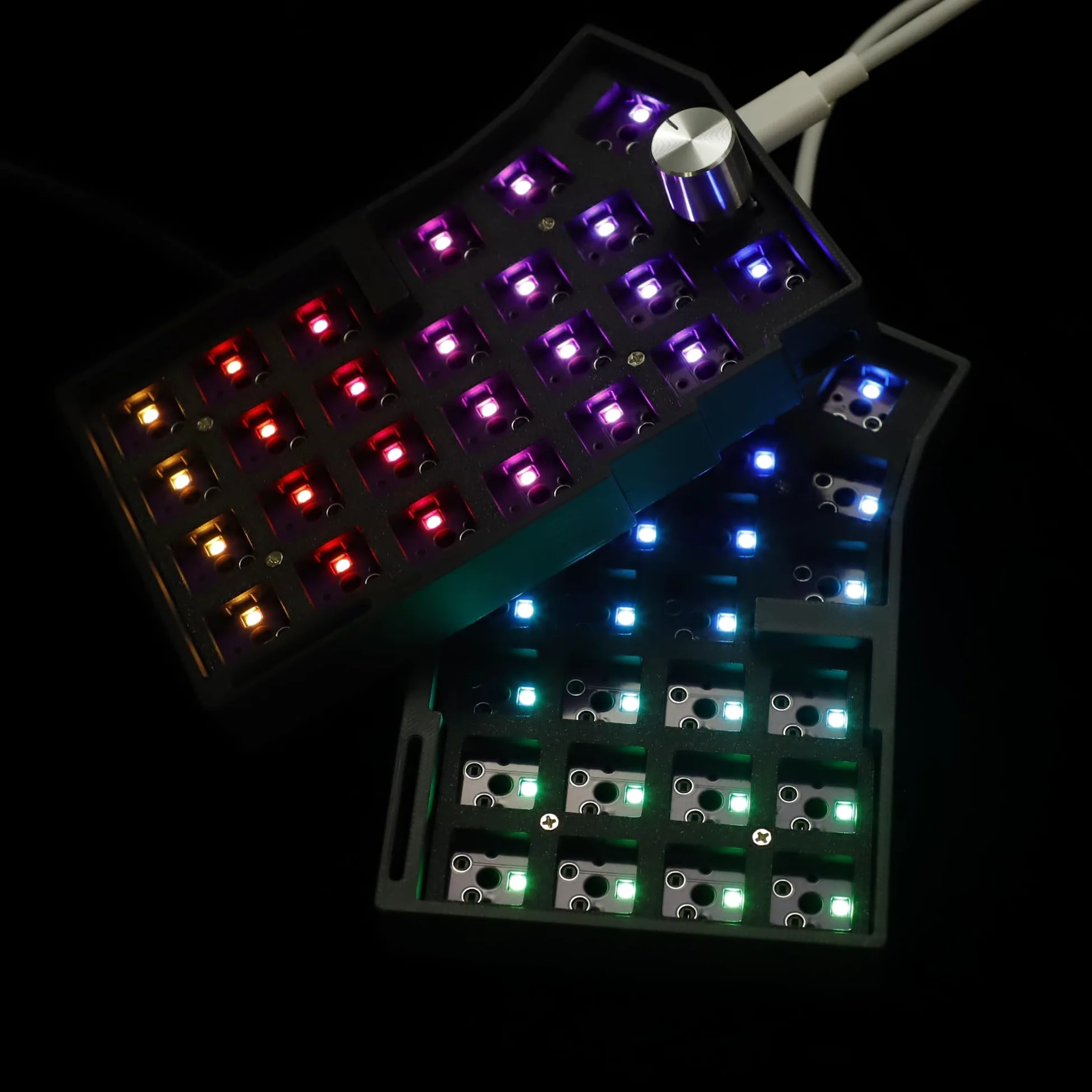 YMDK Worne Wired Split Tastiera Manopola 52 Tasti Ergonomico RGB Swap Cornix Layout 3D PLA QMK Vial Mini Kit Tastiera