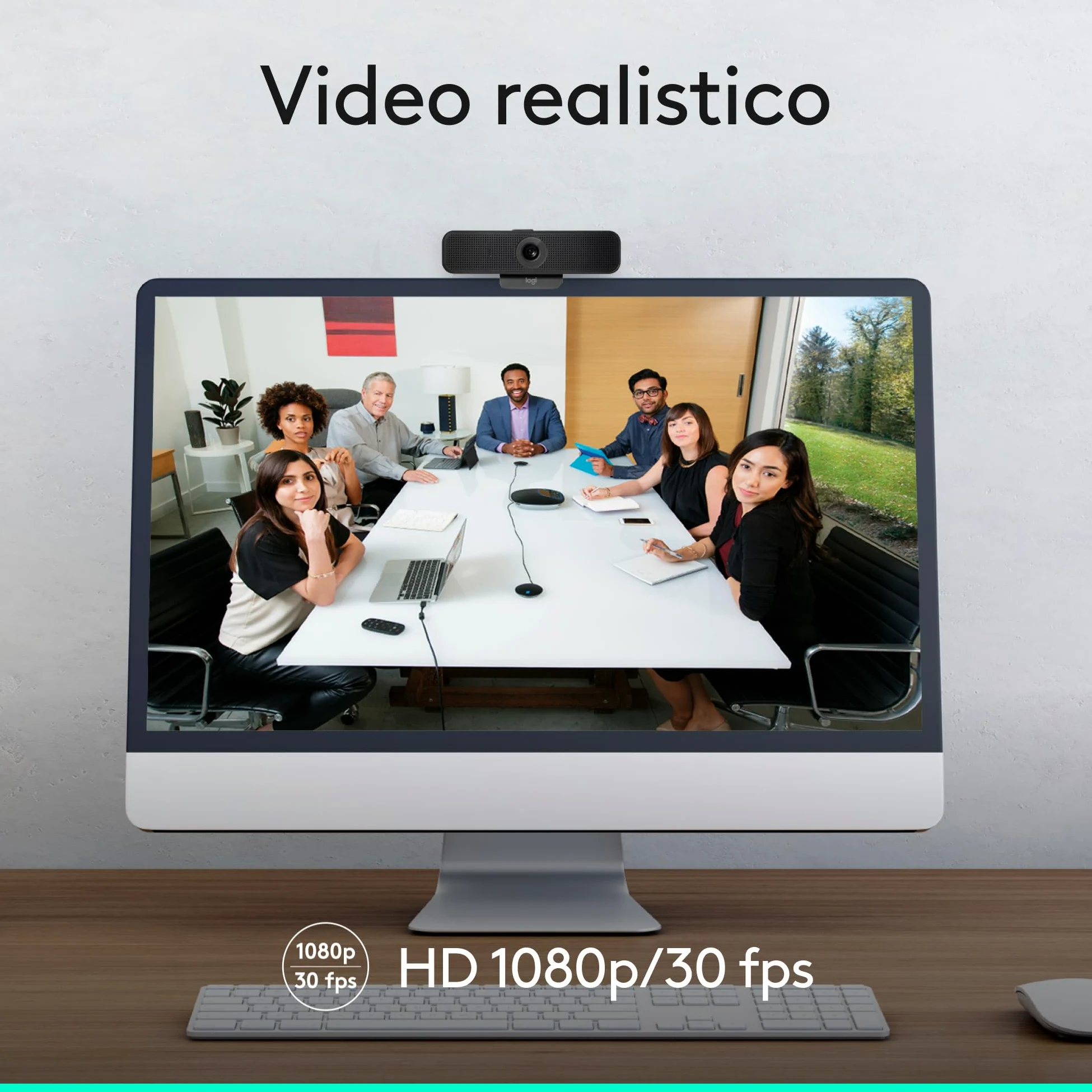 Logitech C925e webcam professionale, video HD 1080p/30fps, correzione dell'illuminazione, autofocus, audio chiaro, copriobiettivo, per Microsoft Teams, Google Meet, Skype, WebEx, Cisco - Nero