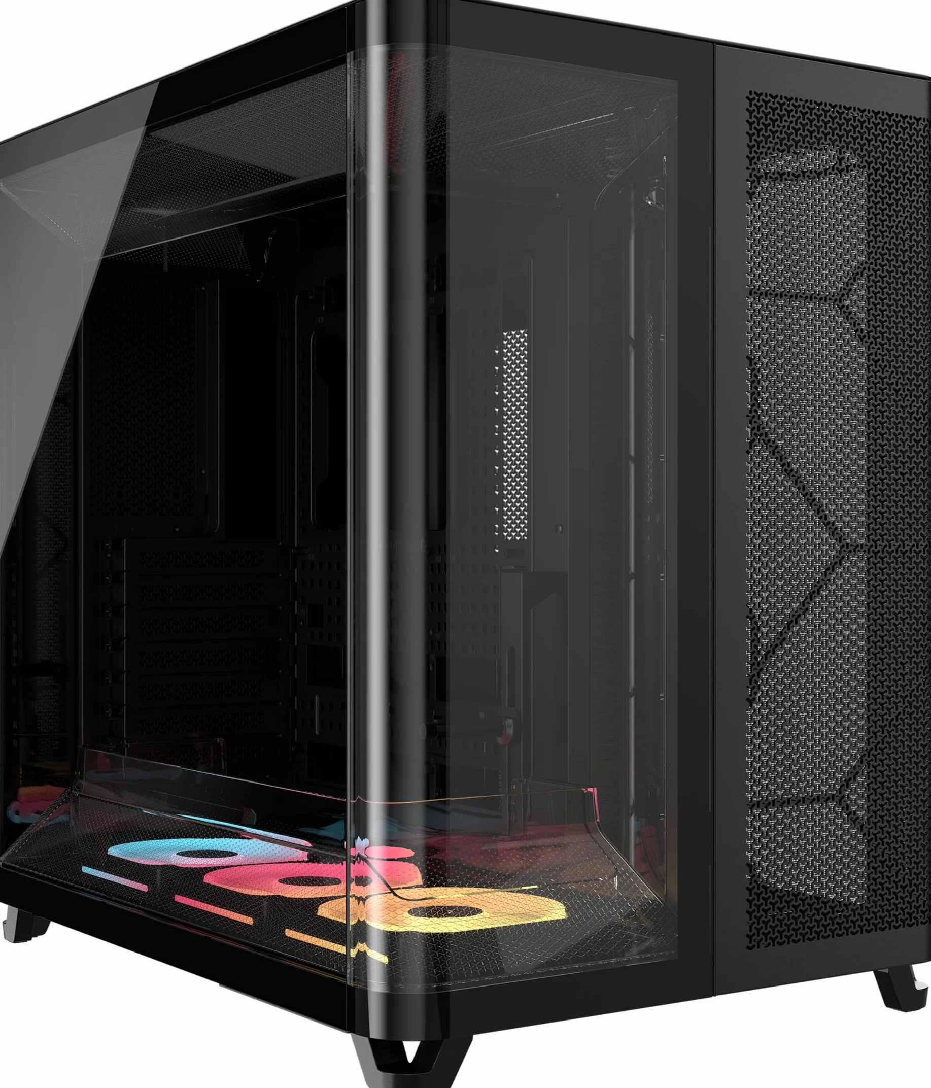 CORSAIR AIR 5400 LX-R RGB iCUE LINK Case PC Panoramico Mid-Tower – Nero | A Tripla Camera, 3 Ventole LX-R RGB Rotazione Inversa, Condotti Silenziosi ad Alto Flusso, Supporto Scheda Madre Inverso