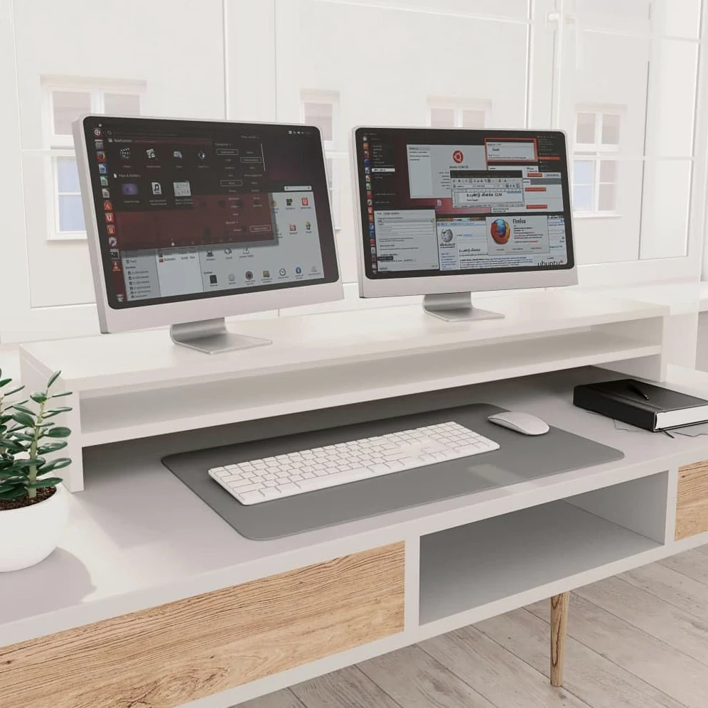 Chusui Supporto per Monitor,Supporto per Monitor da Scrivania,Supporto per Monitor PC,Supporto per Monitor Bianco 100x24x13 cm in Legno Multistrato