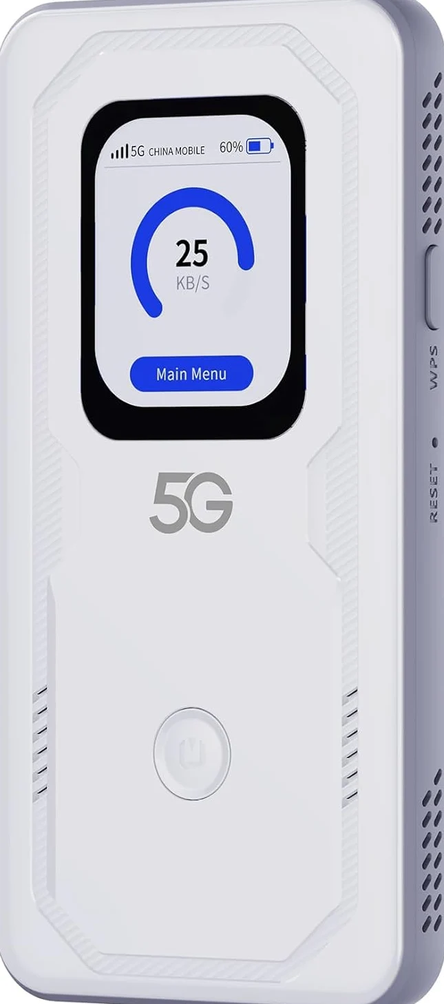 Mobile WiFi 6 Schermo Touch Portatile Hotspot 5G LTE Sim Router 2Gbps,6000mAh Batteria Ricaricabile, Modem USB wireless,Senza Configurazione,per Viaggio e sul Lavoro.non navigare, modifica APN