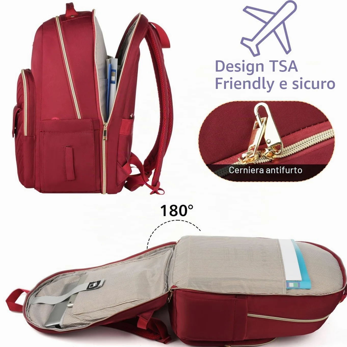 Zaino Scuola Ragazza Zaino Porta PC Donna per per Computer Portatile 17,3 Pollici,Zaino Scuola Superiore con Porta USB per università,Viaggi, Lavoro,Ufficio