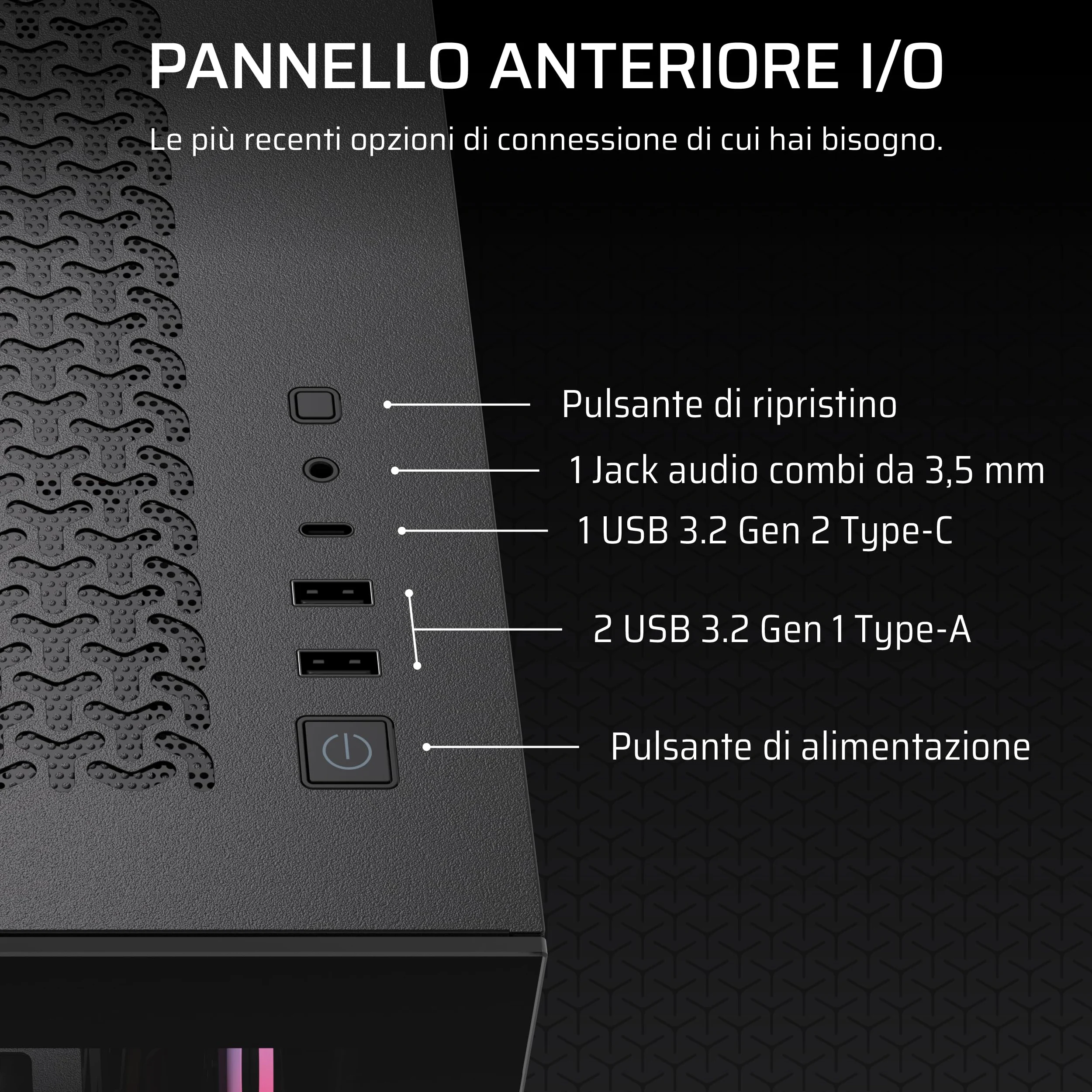 CORSAIR 3500X RS-R ARGB Case PC Mid-Tower Panoramico – 3 Ventole RS120-R ARGB Preinstallate, Compatibile con Fino a 10 Ventole da 120 mm, Scheda Madre con Connessione Inversa Compatibile – Nero