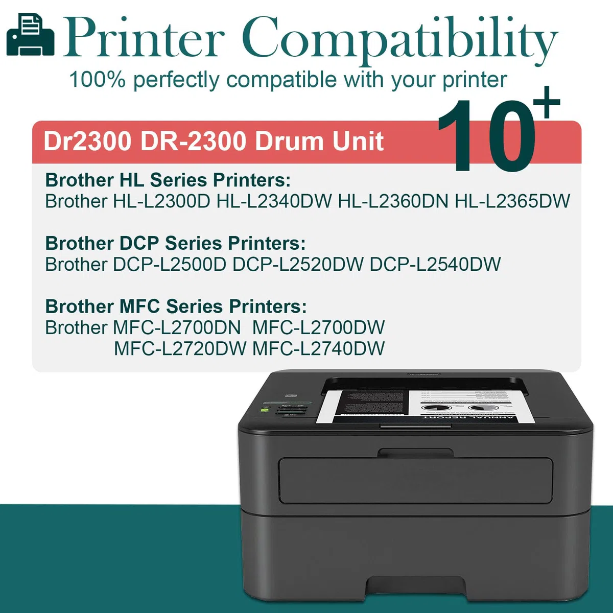 Tamburo DR2300 DR-2300 Nero Compatibile per Stampante Brother HL-L2300D HL-L2340DW HL-L2360DN HL-L2365DW MFC-L2700DN MFC-L2700DW MFC-L2720DW MFC-L2740DW DCP-L2500D DCP-L2520DW DCP-L2540DW