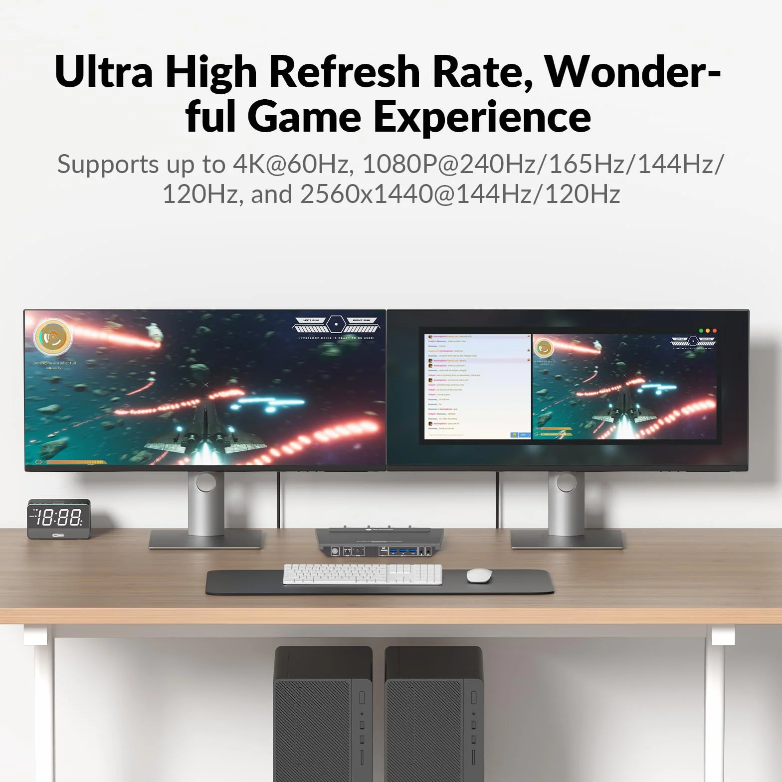 AV Access KVM Switch Doppio Monitor 2 Porte 4K@60Hz, 2K@144Hz, 1080P@240Hz, HDMI USB 3.0 Display Esteso 2 Monitor 2 Computer, Hotkey