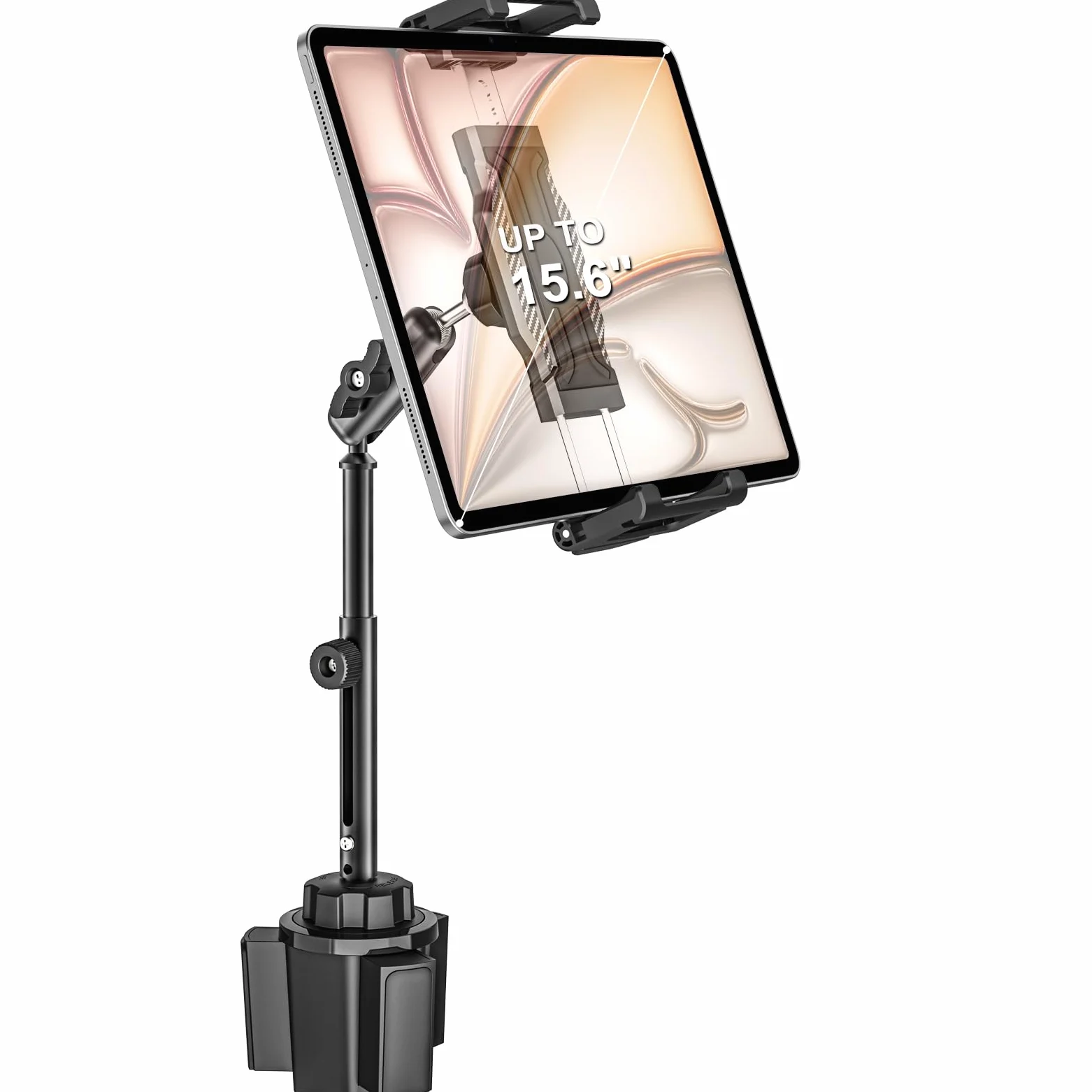Supporto Tablet Auto Portabicchieri per 6,1 a 15,6 pollici iPad, [Braccio Telescopico in Metallo] Supporto Tablet & Telefono Bicchiere Camion per iPad Pro 13 12,9 11 Air Mini, Galaxy, iPhone