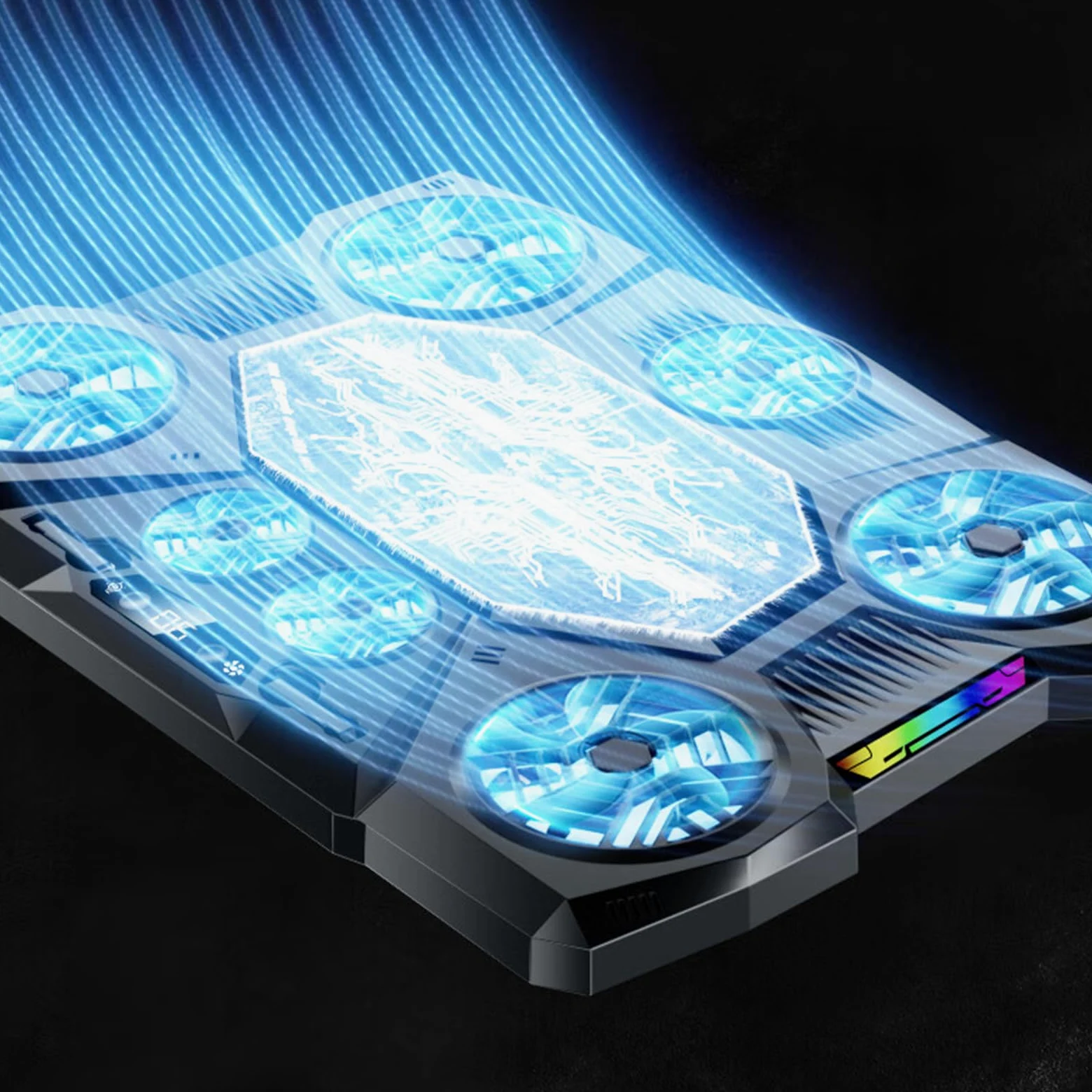 Supporto di raffreddamento per computer portatile, base di raffreddamento esterna per notebook da 12-21 pollici, regolabile in altezza, supporto per laptop in porcellana ghiaccio