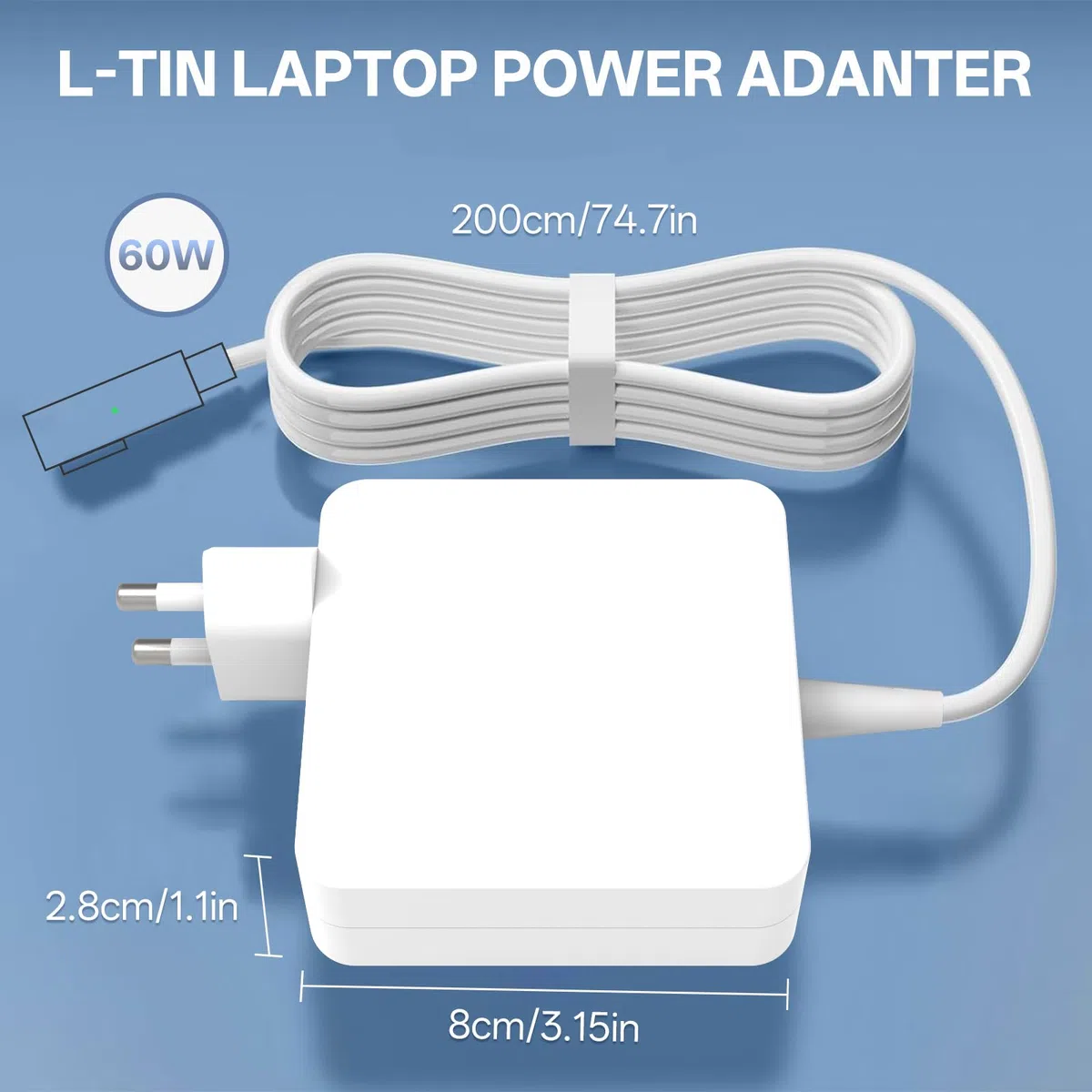 Sostituzione Caricatore Mac Book Pro, 60W L-Tip Caricabatterie, Portatile Adattatore di Alimentazione per MacBook Air 13/15/17 pollici, Metà 2008-2012 Modelli A1172/A1181/A1184/A1278/A1330/A1342/A1344
