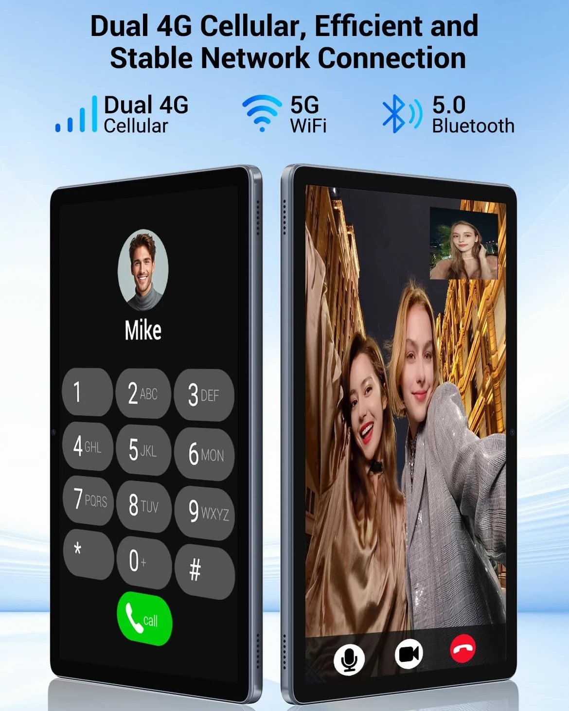 Tablet 11 Pollici Cellulare, 36GB RAM + 512GB ROM/1TB TF, 4G LTE Dual SIM + 5G WLAN, Octa Core Android 15 Tablet con batteria 9580mAh 13MP, GPS, GMS, con tastiera/penna/mouse/custodia/cuffie