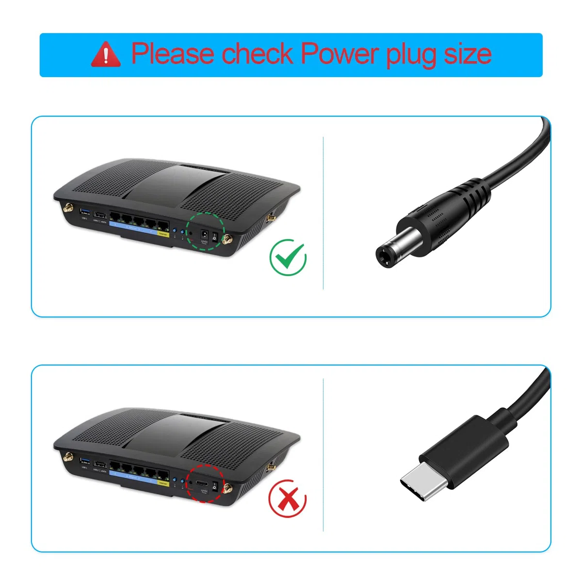 Cavo di alimentazione 12 V 2 A per TP-Link Deco Mesh WiFi System modelli S4, M3, M4, M5, M9, X20, X55, X60, X68, XE75, X90, X4300 Pro, P9