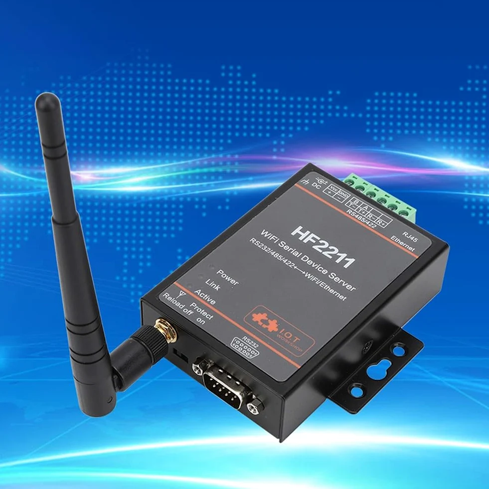 HF2211 Industrial Serial Port Server per rs232 per rs485 RS422 al modulo convertitore Ethernet con WiFi per modbus TCP Supporto per sistemi di controllo di automazione