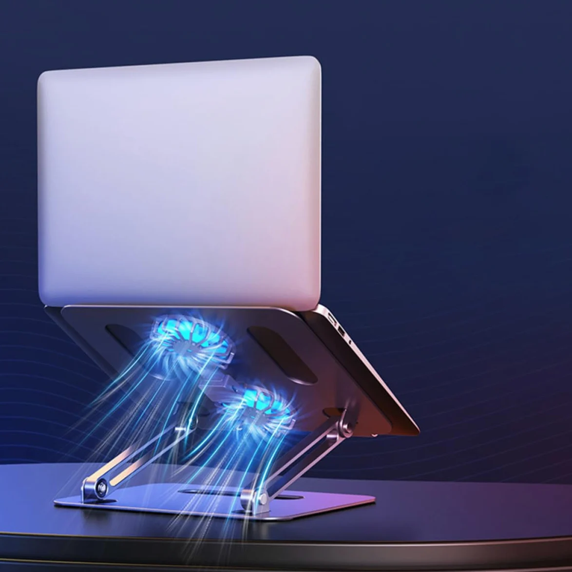 Dispositivo di raffreddamento per notebook in lega di alluminio, doppia ventola, altezza regolabile e struttura robusta per laptop e tablet fino a 17,3 pollici