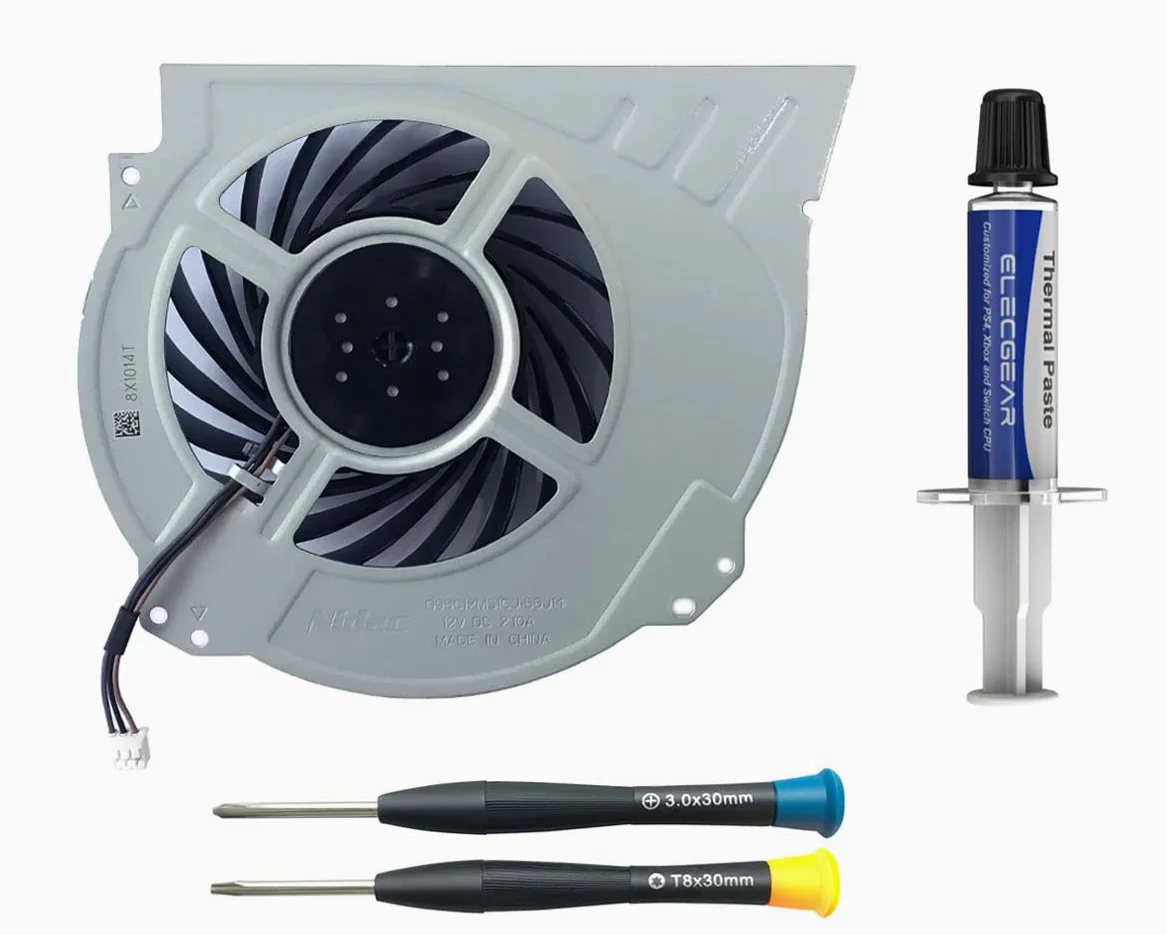 ElecGear Replacement Interne Raffreddatore Ventola per PS4 Pro CUH-7xxx – CPU Ventola di Raffreddamento Raffreddamento Fan, Pasta Termica e TR8 PH0 Set di Cacciaviti per Playstation 4 Pro
