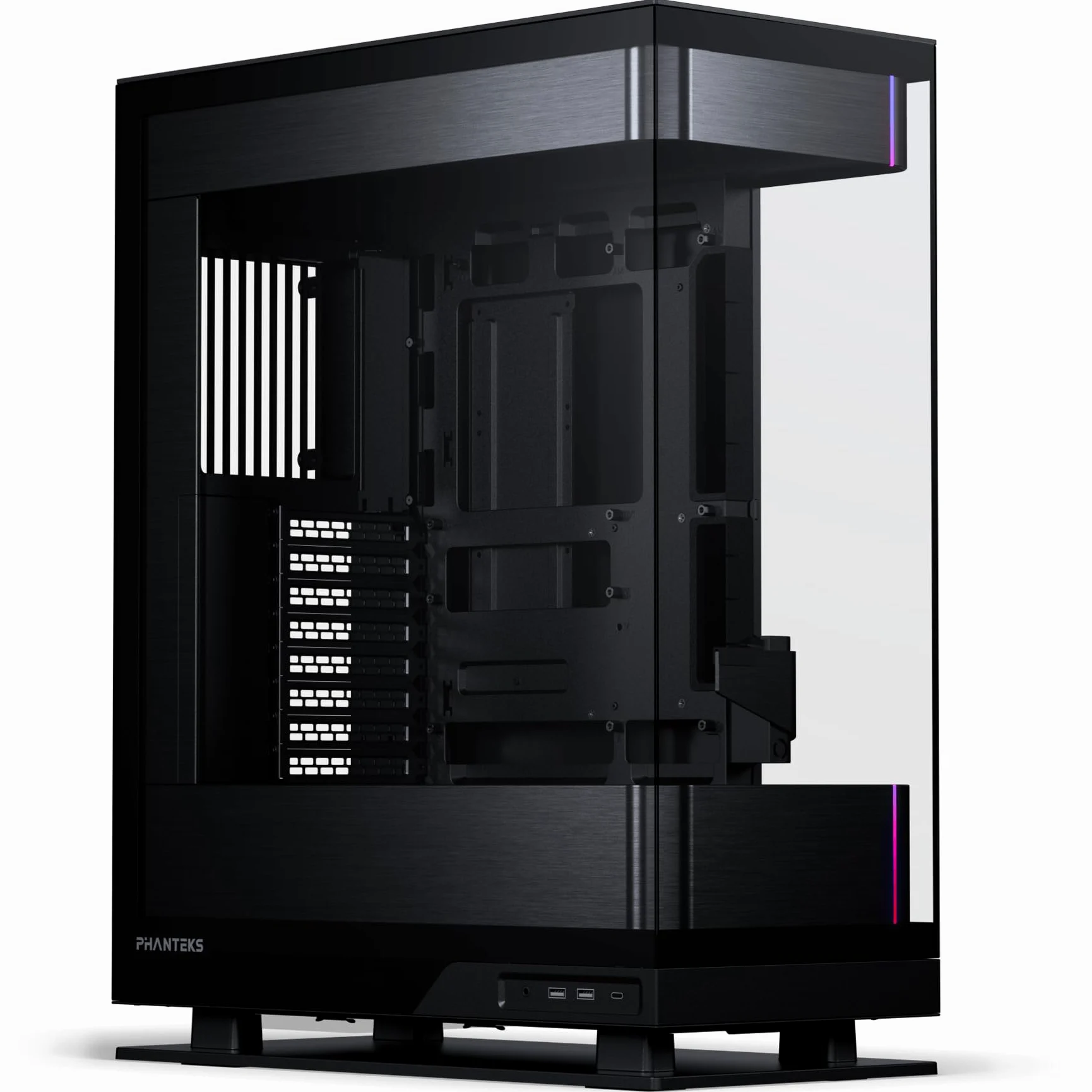 Phanteks Evolv X2, telaio di gioco a metà torre, sistema di raffreddamento verticale, telaio in vetro temperato trasparente, pannello interno in alluminio spazzolato con illuminazione D-RGB integrata,