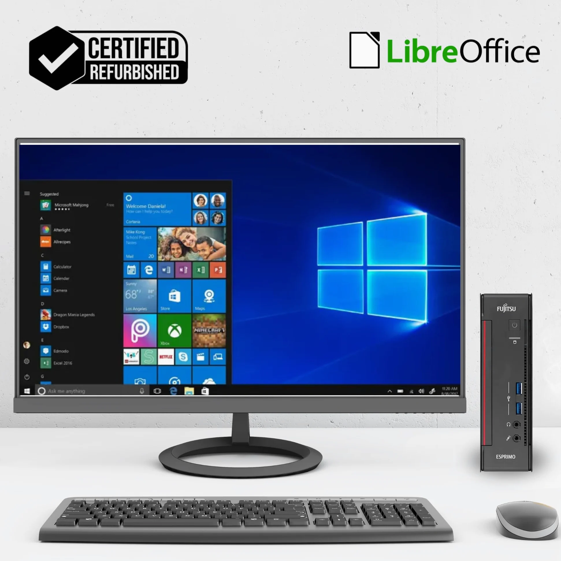 Fujitsu Q558 - Mini Pc Computer Fisso Desktop - Intel i5-8400T 6 Core 1.7 GHz - Ram 8GB DDR4 SSD 256GB, DVI + DP - Win 11 Pronto All'Uso con Chiavetta WiFi in Omaggio (Ricondizionato)