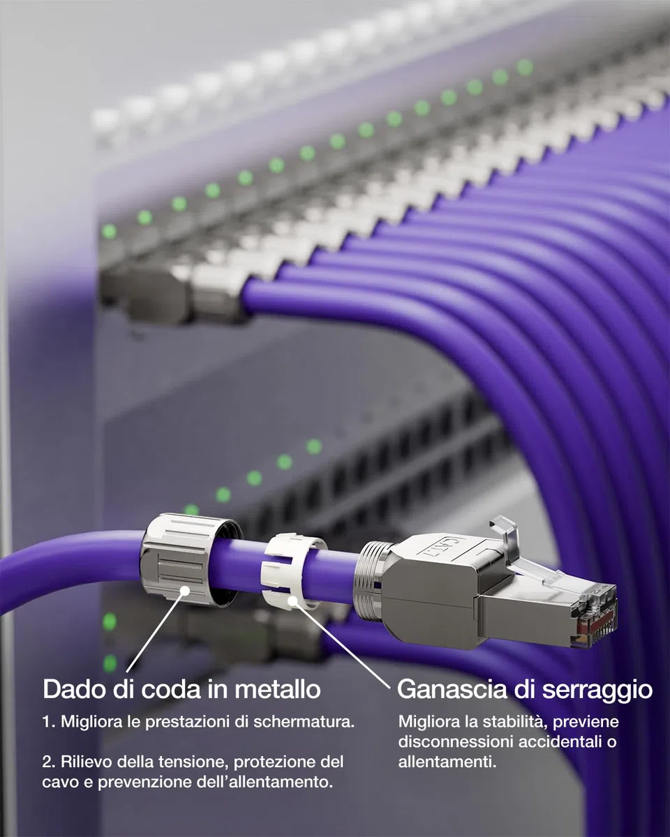 VCELINK Connettori RJ45 CAT7 Senza Attrezzi, Plug Schermati in Lega di Zinco, 10 Gbps, Compatibili Cavi 22-24 AWG, 4 Pezzi