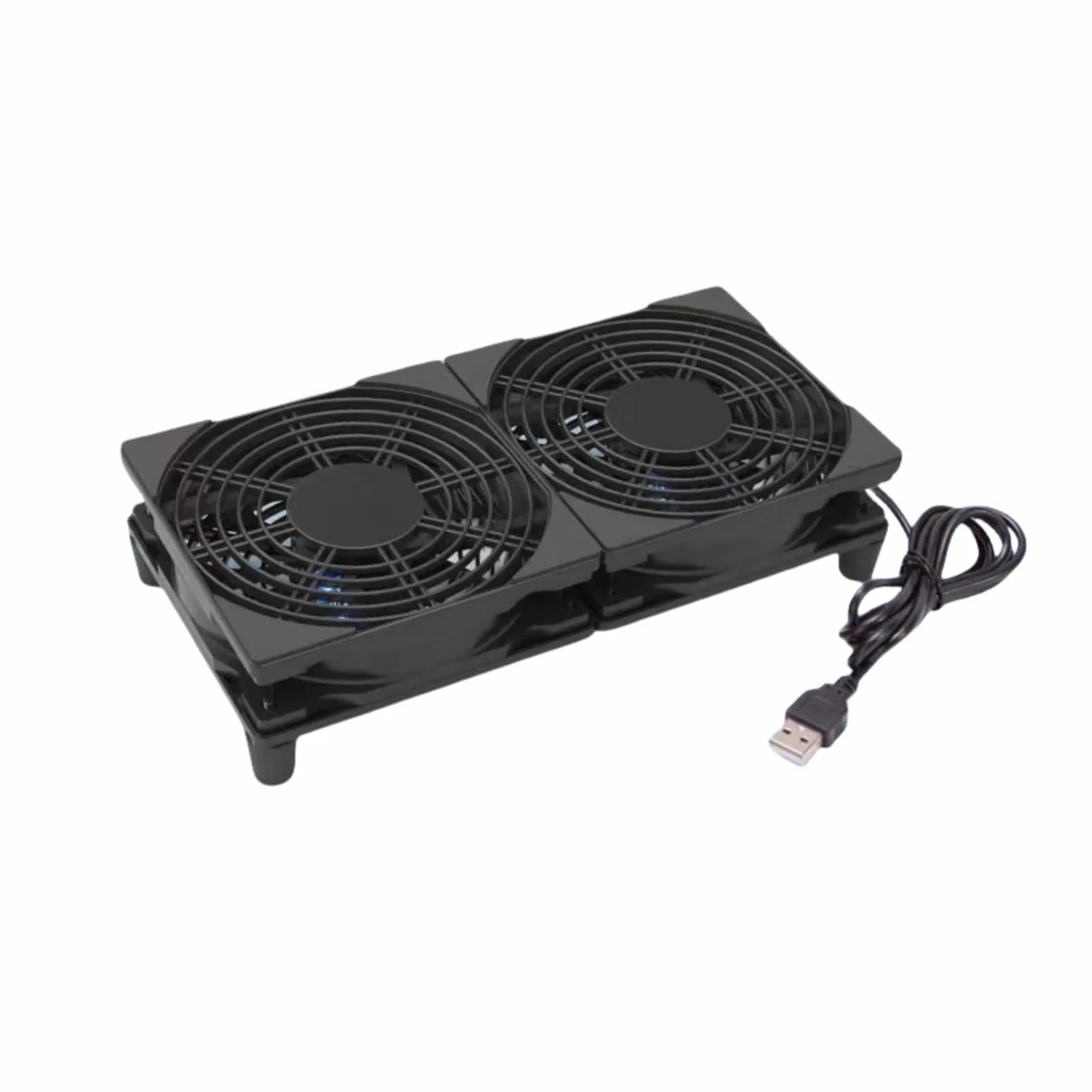 Ventola di raffreddamento silenziosa doppia USB da 5 V, 120 mm x 2 con cavo da 1200 mm, 76 CFM, raffreddamento del flusso d'aria per router, computer, Mac Mini, PlayStation, rack fai da te per