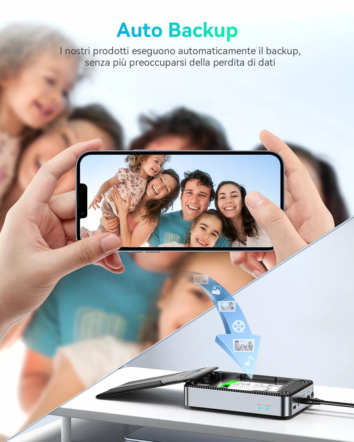 Yottamaster Enclosure Server NAS per 2.5" HDD/SSD SATA, Connessione APP Archiviazione di Rete NAS, Backup Automatico, Crittografia SDVN, Copertura Magnetica, Installazione Senza Strumenti(Senza Disco)