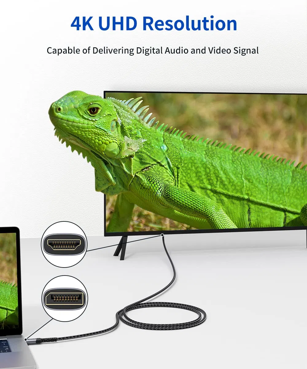 JSAUX Cavo da DisplayPort a HDMI 4K da 3 m, UHD 2K a 120 Hz, 4K @ 30, unidirezionale DP (maschio) a HDMI (maschio) con audio e video, compatibile con monitor/proiettore/HDTV, Lenovo, Dell, HP, grigio
