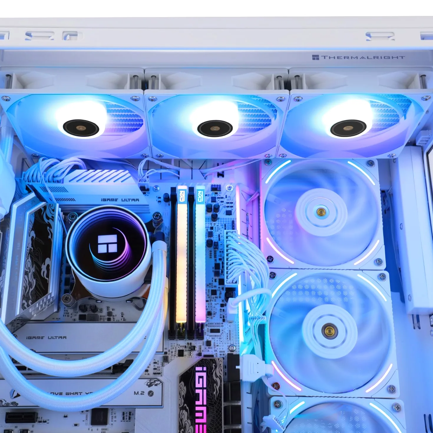 Thermalright-TR Frozen Notte 360 WHITE ARGB V2 - Raffreddatore per CPU AM5/AM4, Inltel lga1851/1700,5 V ARGB illuminazione, 3 x 120 mm PWM ventilatore 2000 RPM