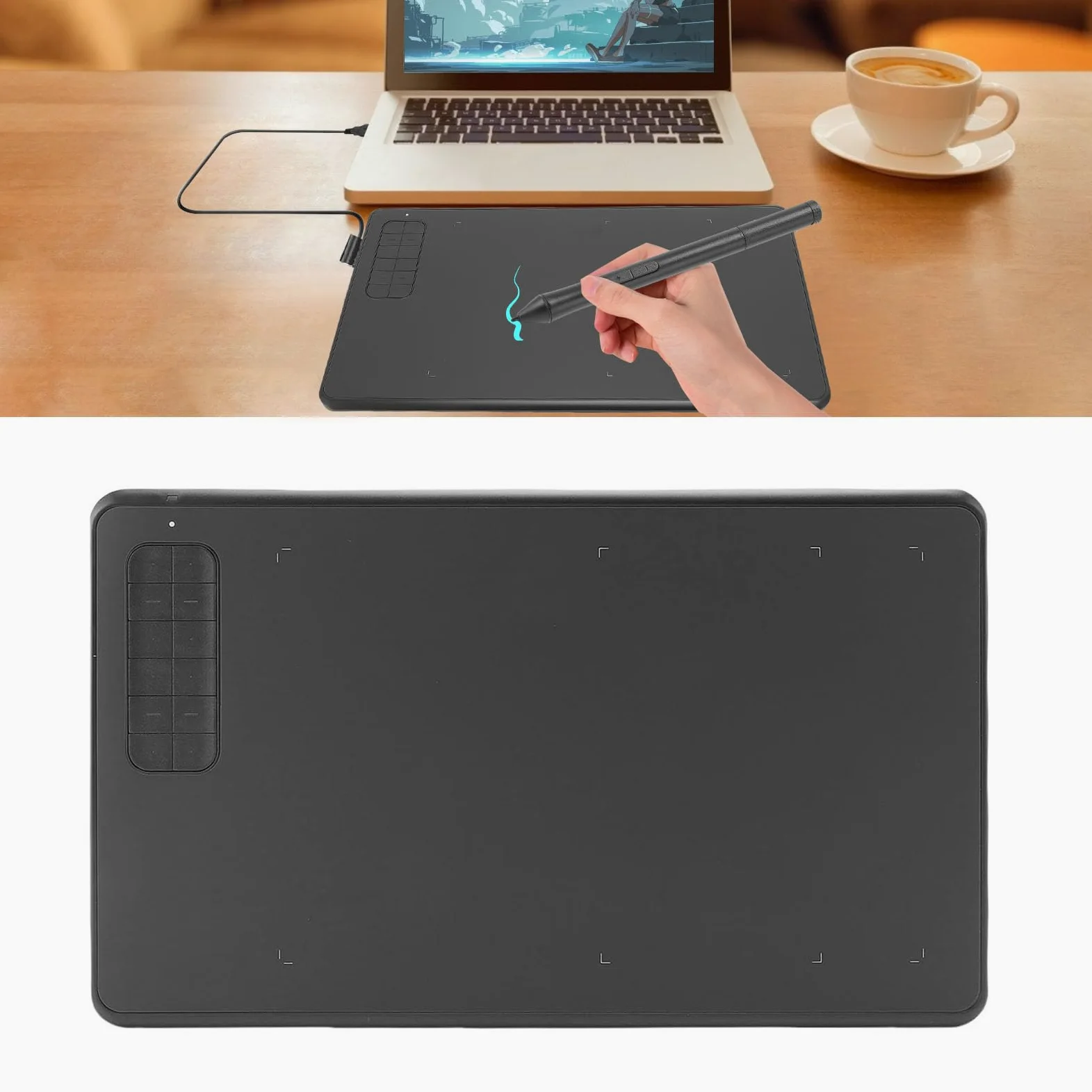 aqxreight Tavoletta Grafica da 10x6 Pollici con Penna a Pressione 8192 Tappetino Grafico per Arte Digitale per Artisti Designer e Lavoro Remoto Compatibile con App SAI su Mac