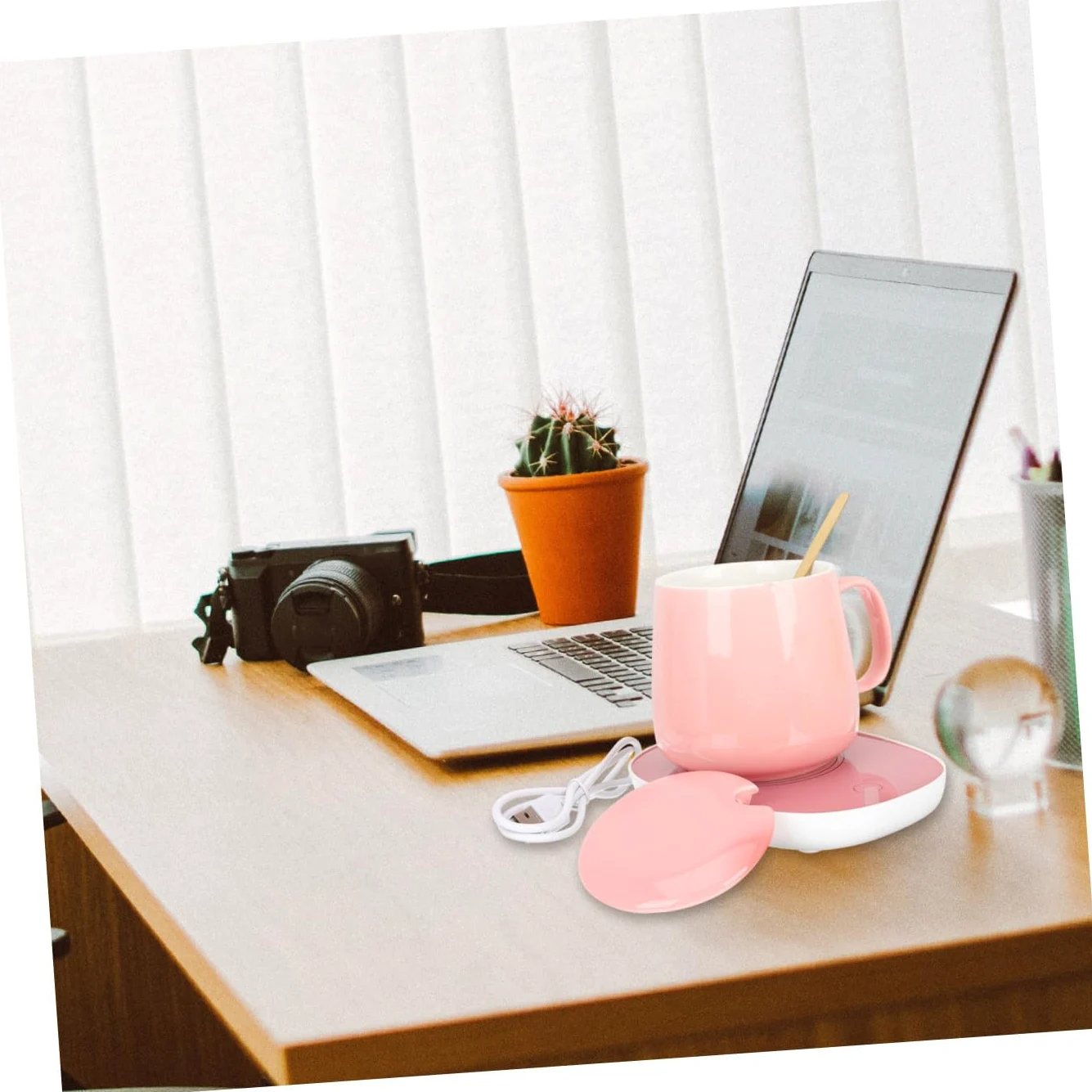Scalda Tazze Elettrico in Ceramica Termostato per Caffè Tè Acqua Calda Tazza Termica USB da Scrivania Leggera e Resistente
