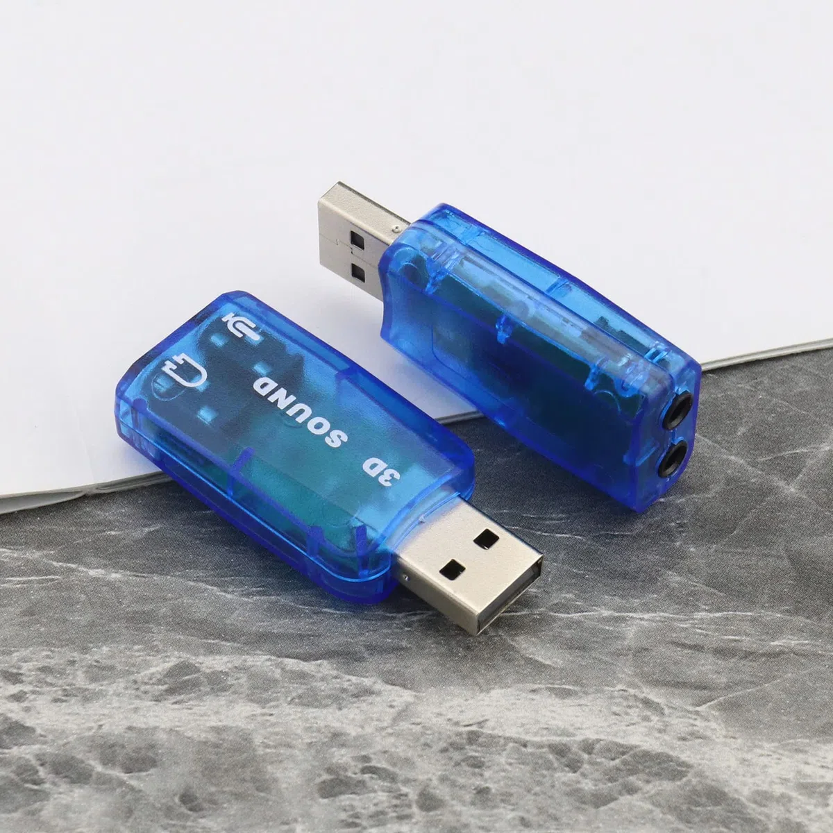 4 Pezzi Scheda Audio Stereo USB 5.1 Esterna con Porte Per Cuffie E Microfono Da 3,5 Mm Adattatore Audio Virtuale 3D A 5.1 Canali Compatibile con Windows 2 Nero E 2 Blu