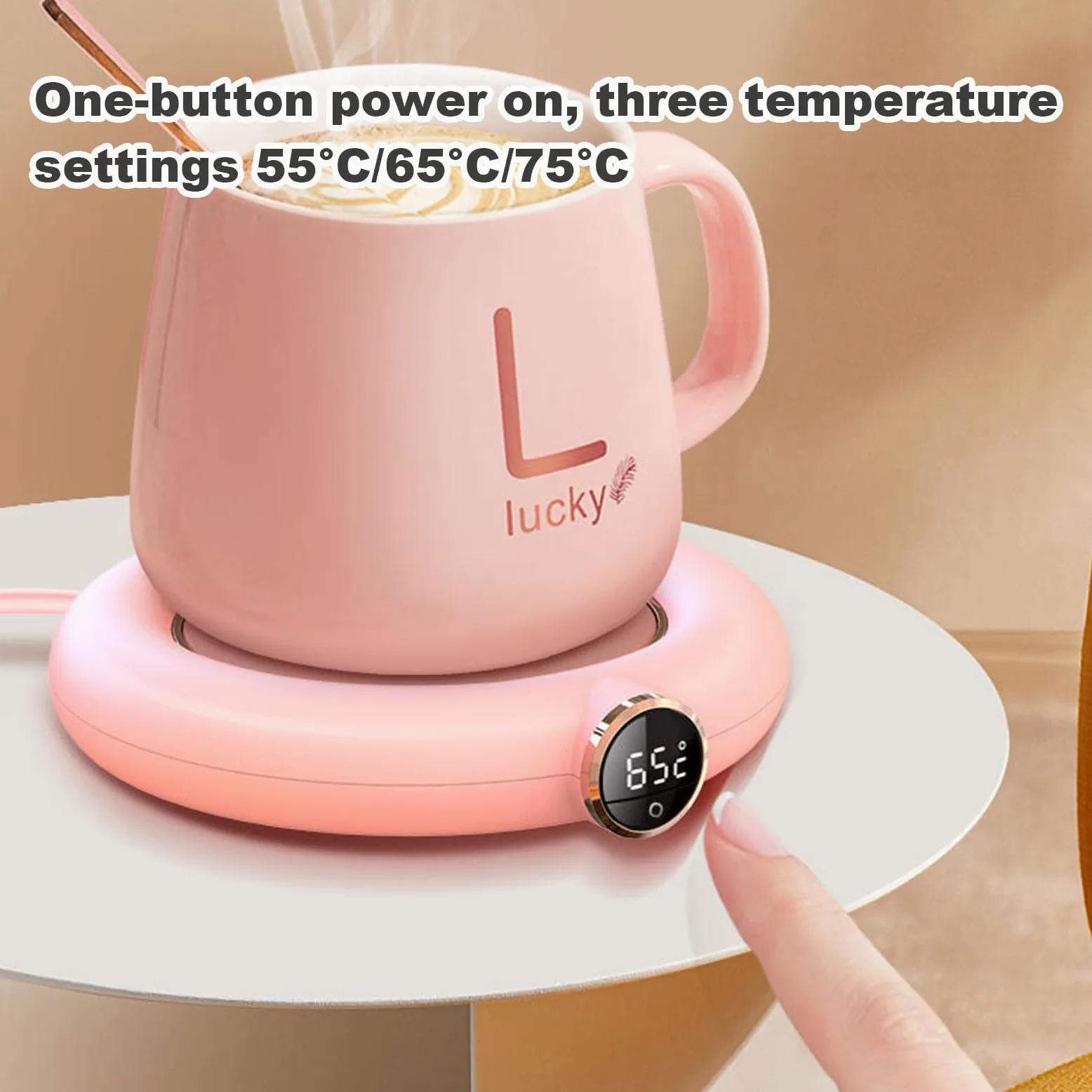 Scalda-tazze da caffè, USB con scatola, scalda tazza per scrivania con spegnimento automatico, 3 impostazioni di temperatura, scalda tazza da caffè, regalo per donne, regalo per Natale (bianco)