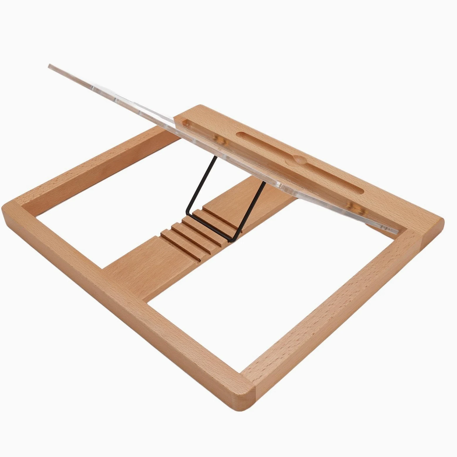 Pongnas Supporto per Tablet in Legno di Faggio con Scanalatura per