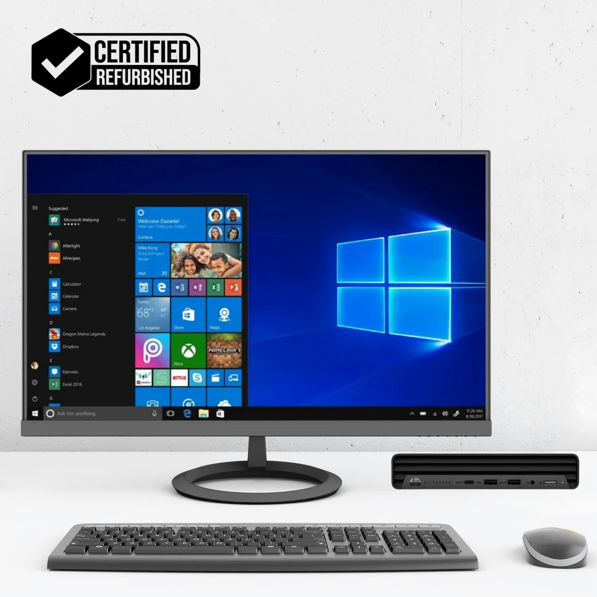 HP EliteDesk 800 G6 - Mini PC Intel i7-10700T 8 Core 2.0GHz - Ram 16Gb SSD 256Gb - Win 11 Pro Pronto all'uso con Libre Office + Chiavetta Wi-Fi (Ricondizionato)