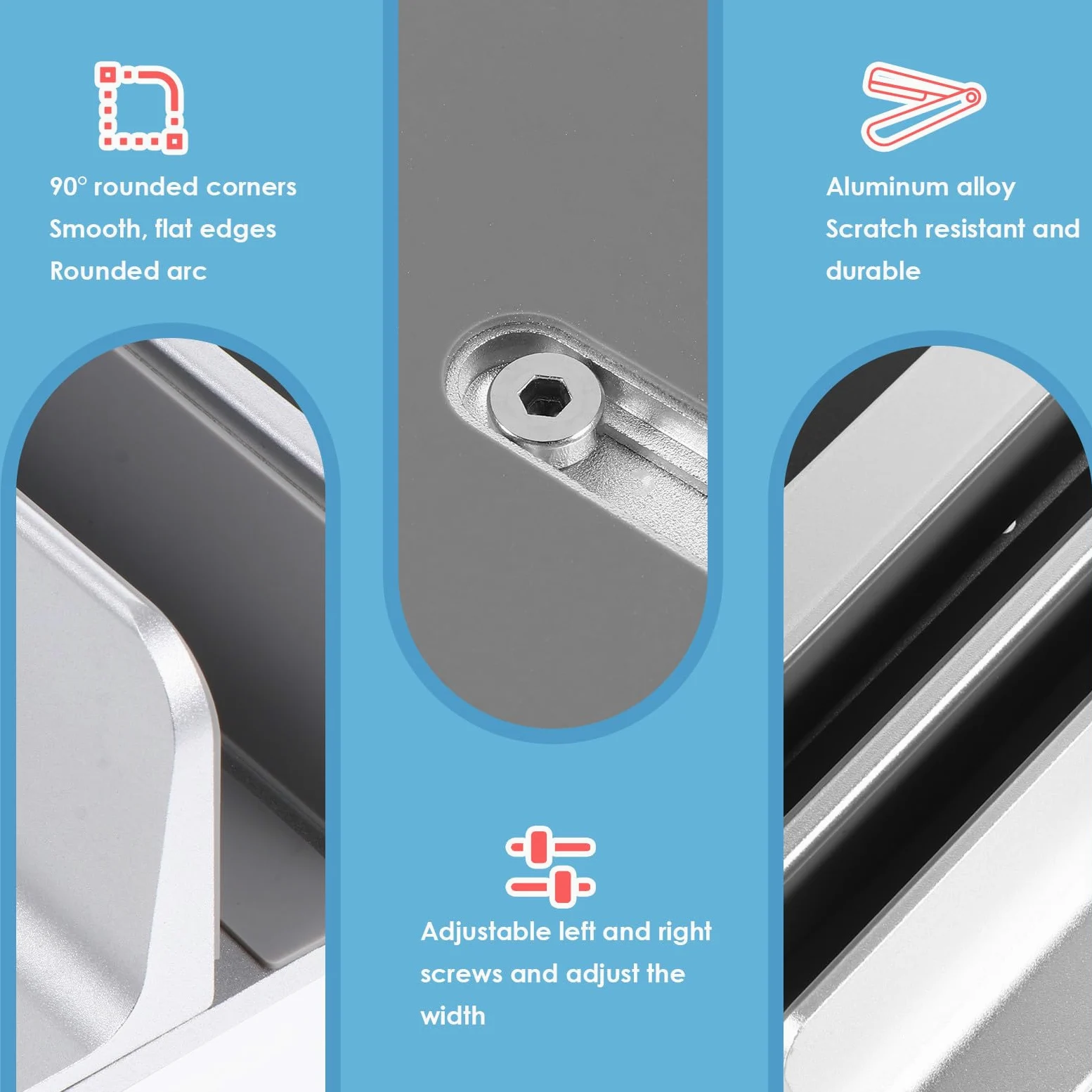 Lurrose Supporto Verticale per Laptop in Lega di Alluminio, Base da Scrivania a Doppio Slot per Notebook e Tablet, Porta Tablet Multiuso Finitura Cnc Liscia e Resistente