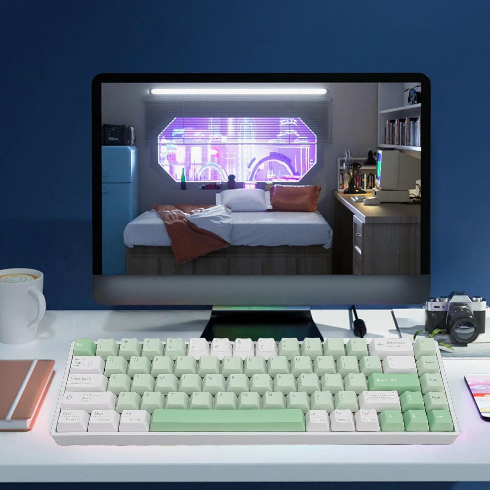 Sxhlseller Tastiera Meccanica a 68 Tasti, Tastiera da Gioco Wireless Bluetooth 3.0 5.0 Tipo C Cablata RGB Retroilluminata Al 60% con Interruttore Blu e Batteria Al Litio da 3000 MAh