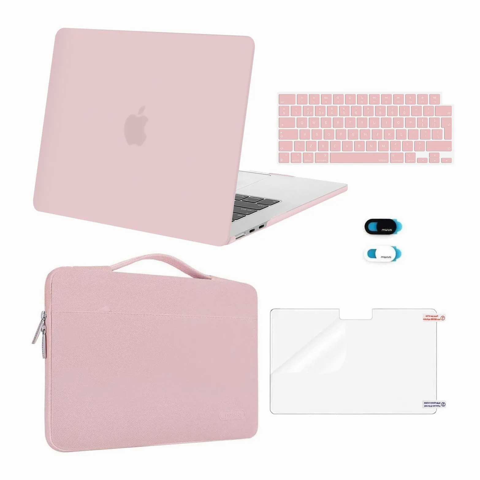 MOSISO Cover Compatibile con MacBook Air 15 Custodia M5 M4 M3 M2 2026-2023 A3448 A3241 A3114 A2941, Cover per Macbook Air 15 Pollici&Sleeve Borsa&Copritastiera&Pellicola&Copri Webcam, Rosa Baby