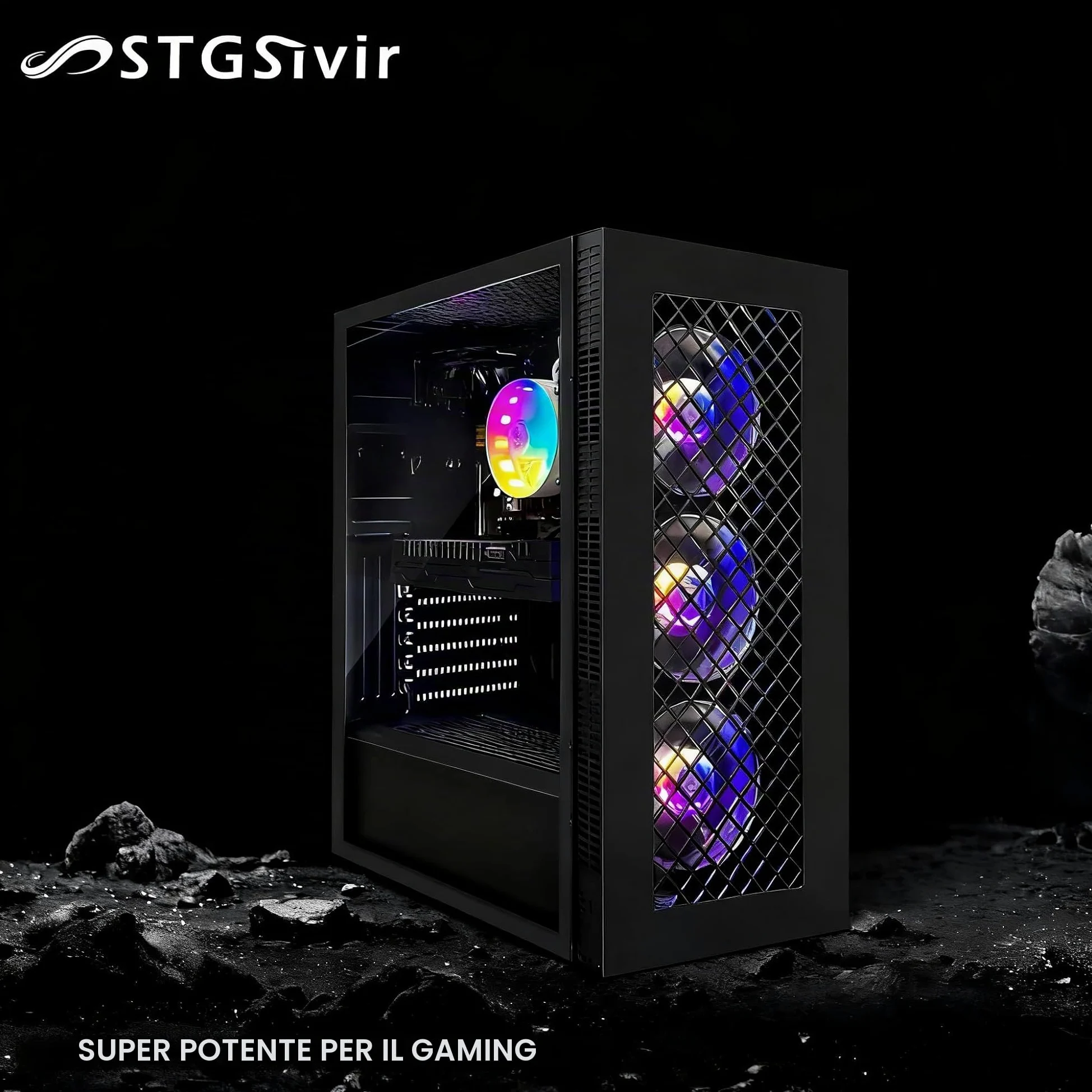 STGSivir PC Gaming Fisso, Computer Gaming, Core i7 8 gen fino a 4.1 GHz • Nvidia RTX 2060 Super 8GB GDDR6 • 32GB DDR4 RAM • 1TB SSD • WiFi 6 • BT • Windows 11 Pro