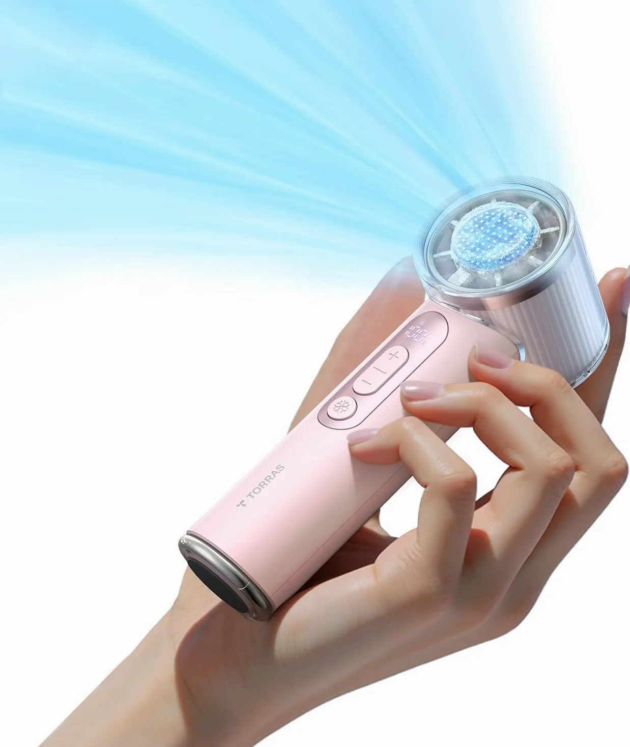 TORRAS Coolify iva Ventilatore portatile con refrigeratore per ghiaccio, ventilatore personale ricaricabile da 5000 mAh, velocità regolabile da 0 a 100, super mini ma potente, ventilatore portatile