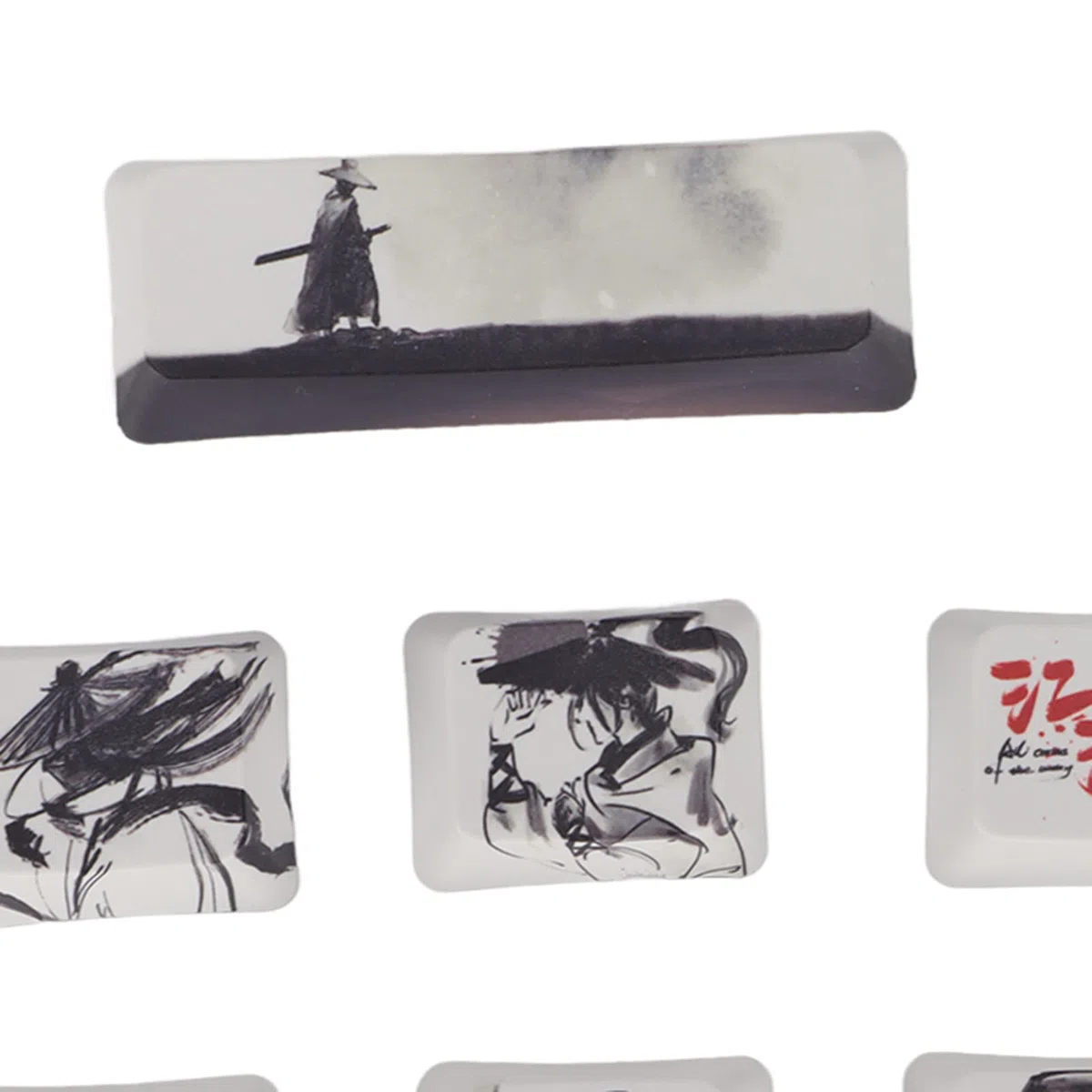 10 Pezzi di Ricambio Copritasti, Esc Ctrl Alt Fai da Te PBT Copritasti, Modello di Pittura a Inchiostro Cinese Splendente Accessori Fai da Te per Tastiere Meccaniche a