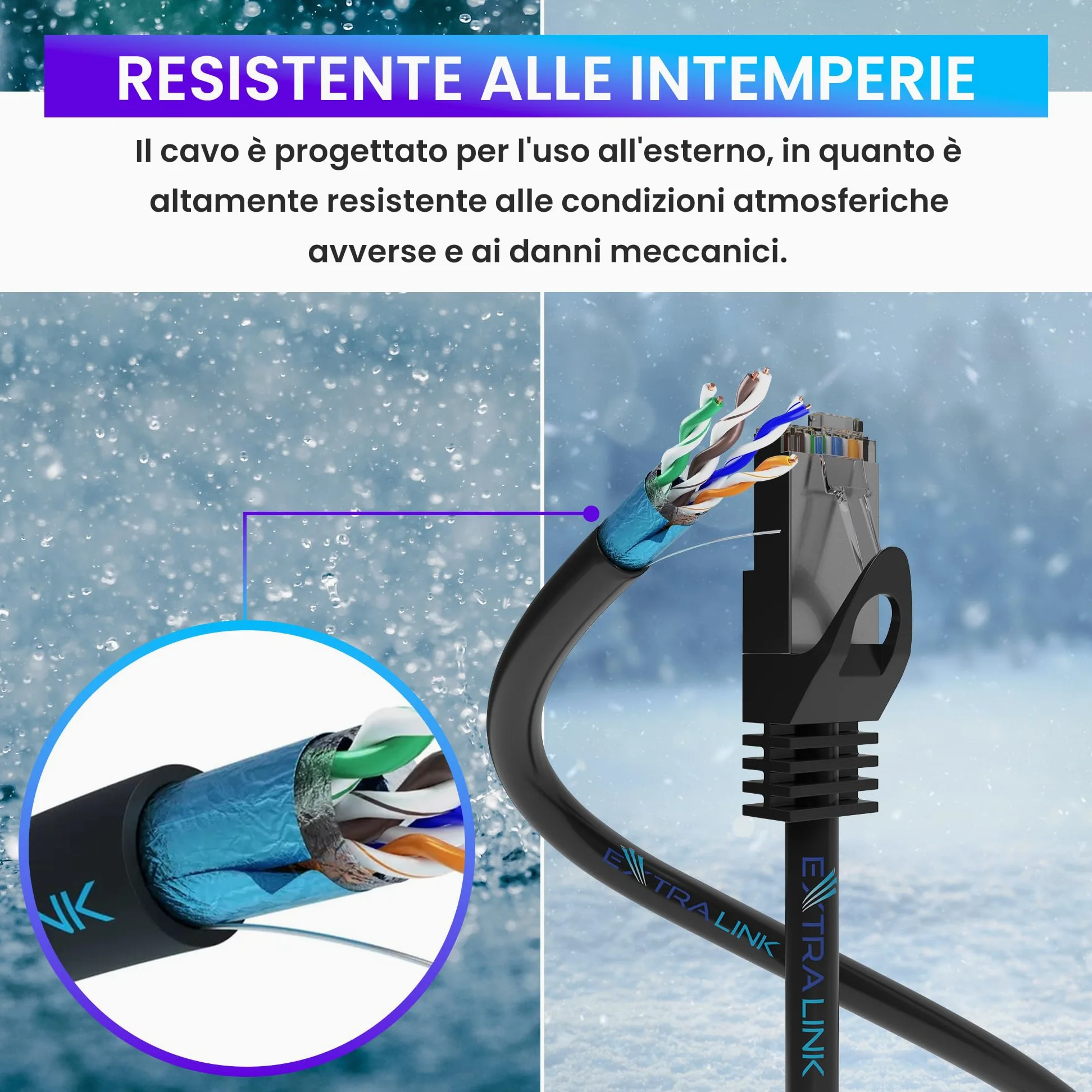 EXTRALINK Cavo Ethernet Esterno 305m CAT5e LAN F/UTP Schermato – 100% Rame Puro, Compatibile PoE, Guaina PE Resistente ai Raggi UV, Impermeabile e Durevole per Esterni