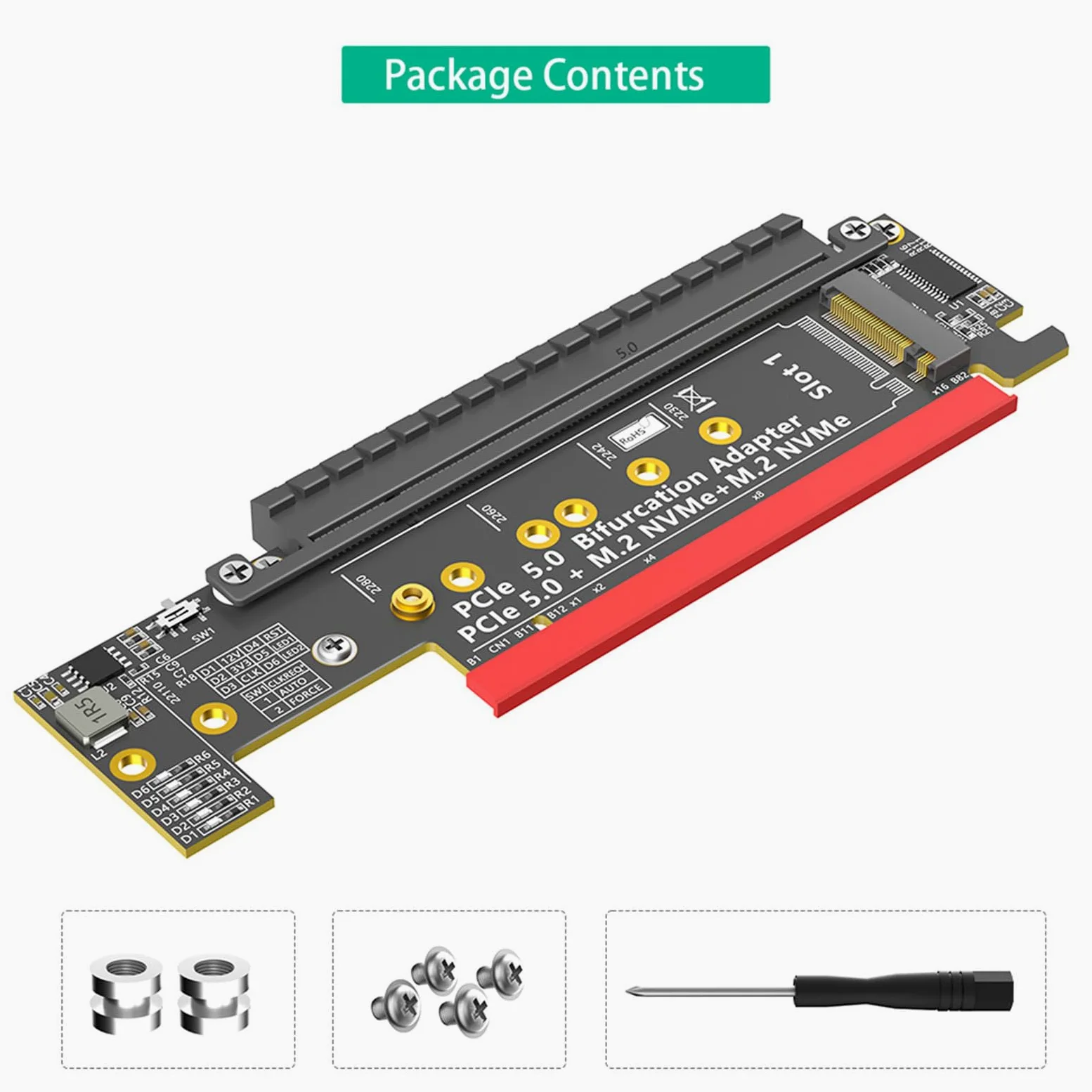 Efficiente PCIe 16X 5.0 Doppio NVMe Scheda Adattatori per Desktop Facile Installa e Trasferimento Dati A 32Gbps Thermals Adattatori