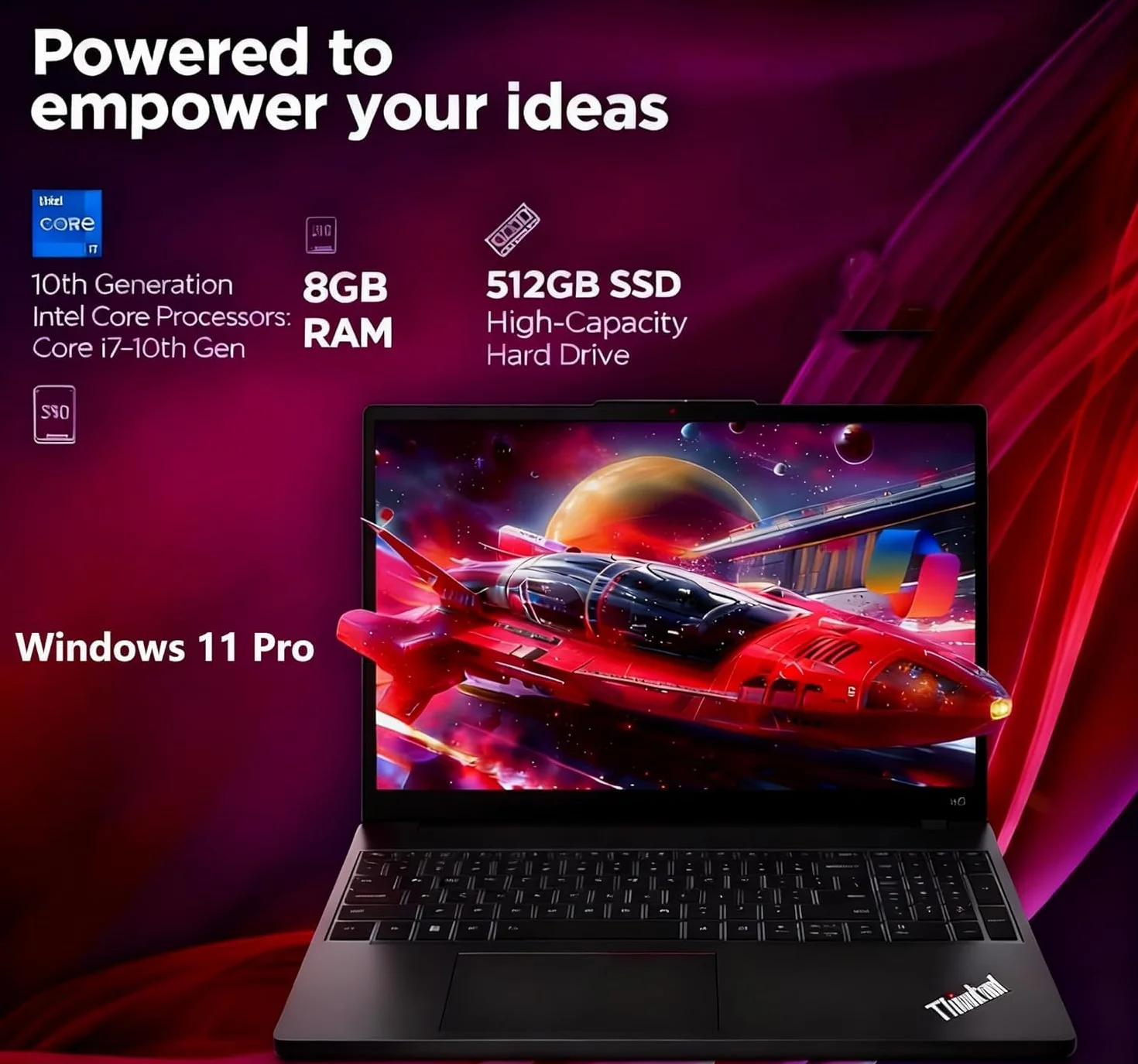 Lenovo ThinkPad X13 Gen 1 Business Laptop, 13.3 Inch FHD Notebook, Intel Core i7-10510U, 8GB RAM, 512GB SSD, US QWERTY Keyboard, Windows 11 Pro (ricondizionato)
