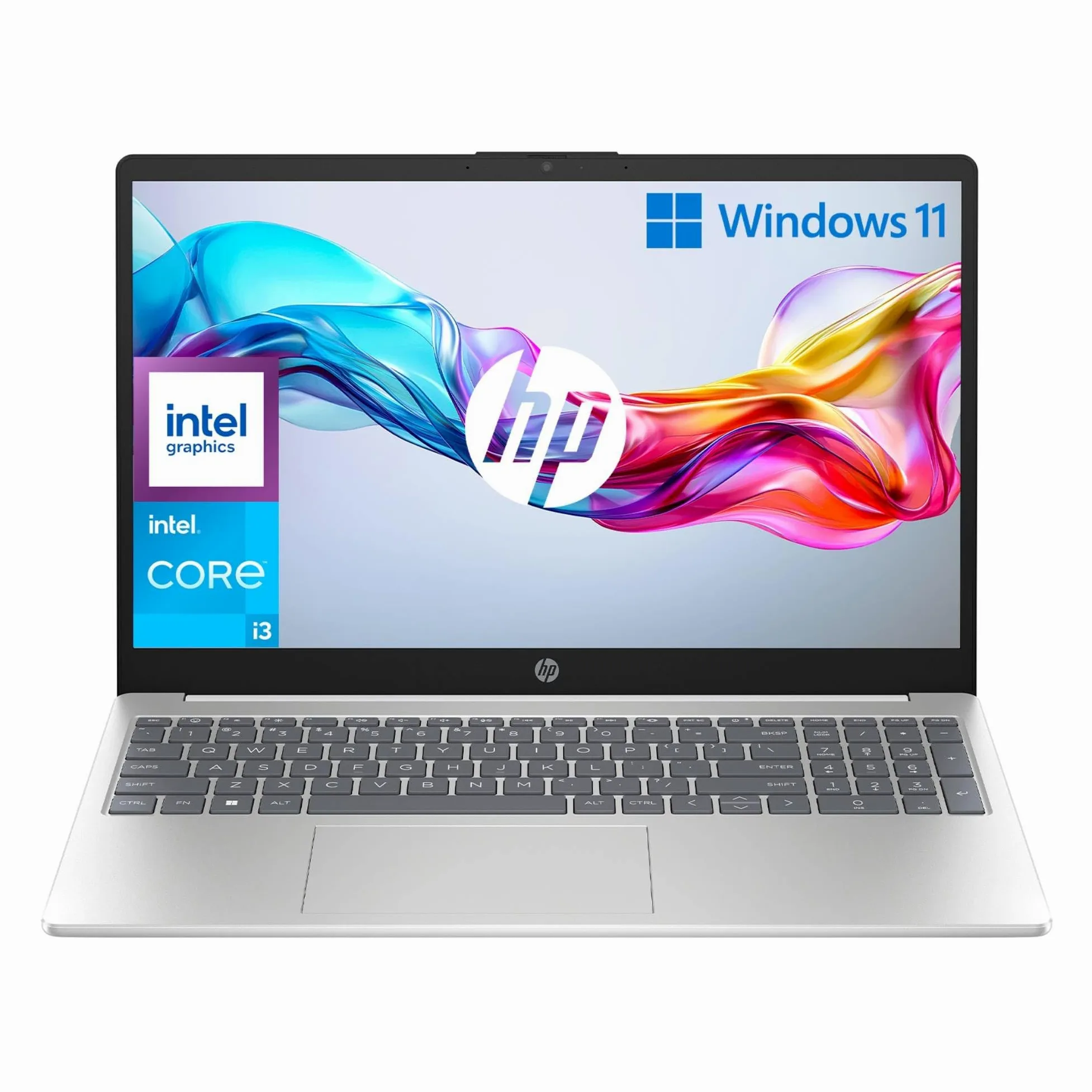 HP Laptop 15-fd0009sl, PC Portatile 15", Display 15.6" FHD Antiriflesso, Notebook, Intel Core i3-N305, RAM 8GB, SSD 256GB, 720p TNR Privacy Cam, Windows 11, Computer Portatile, Bianco, QWERTY