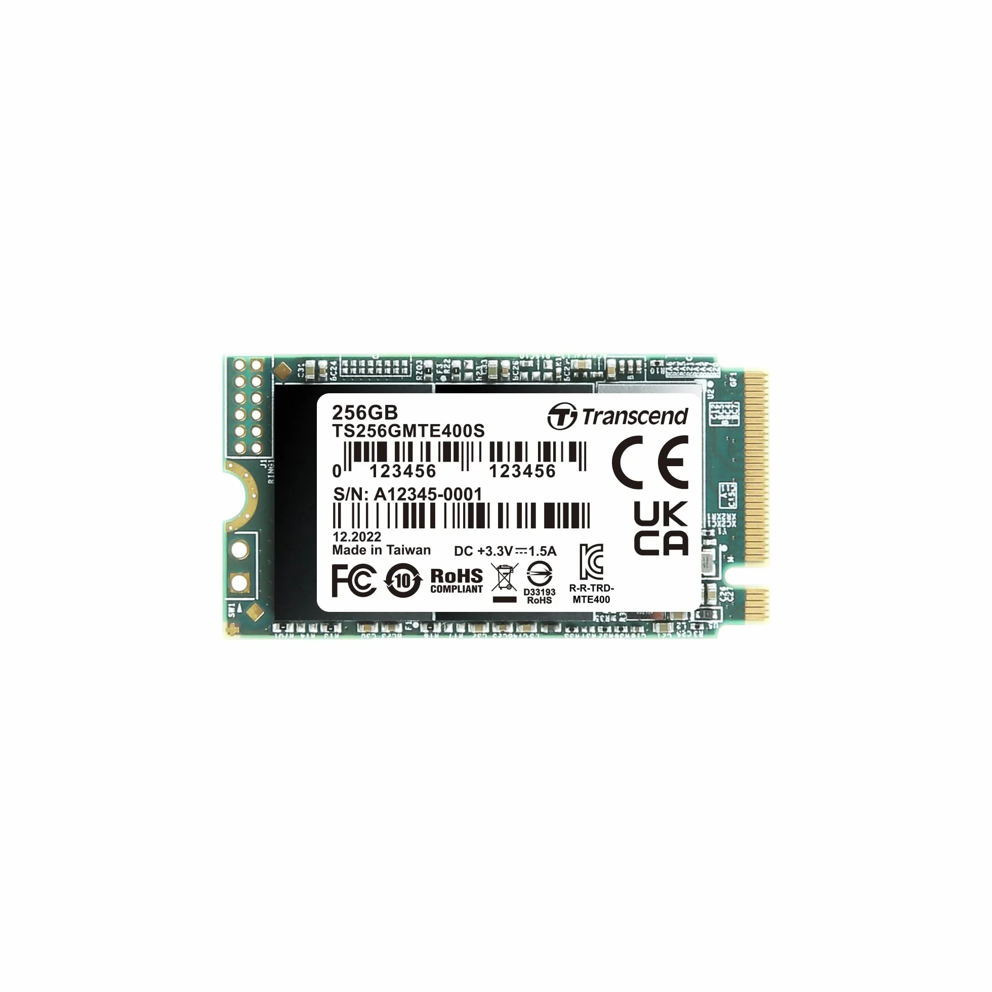 Transcend SSD MTE400S NVMe PCIe Gen3 x4 M.2 2242 da 256 GB - TS256GMTE400S