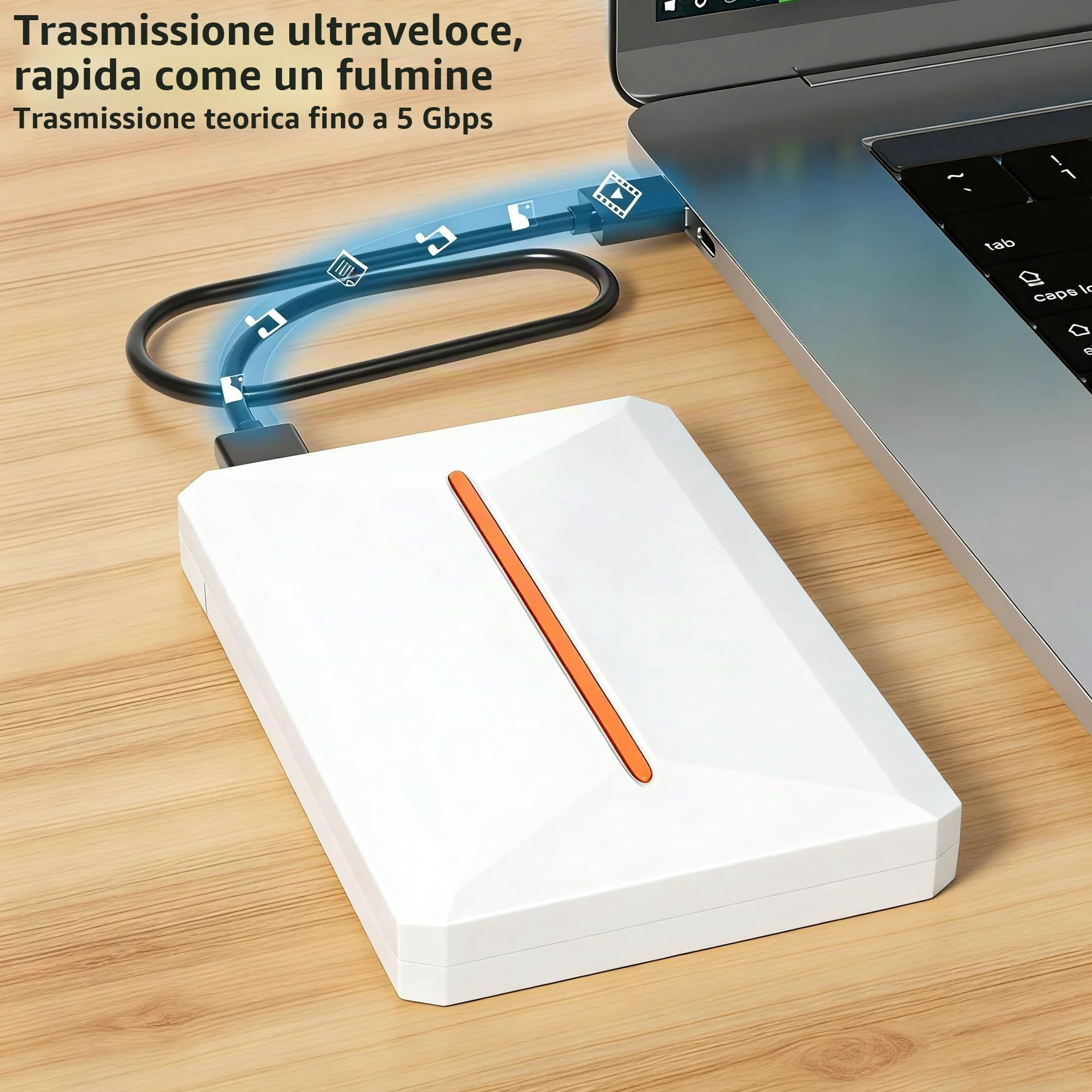 Alloggiamento per disco rigido, USB 3.0 5Gbps ad alta velocità, sottile, portatile, HDD SSD Case Plug and Play per HDD e SSD SATA da 2,5 pollici