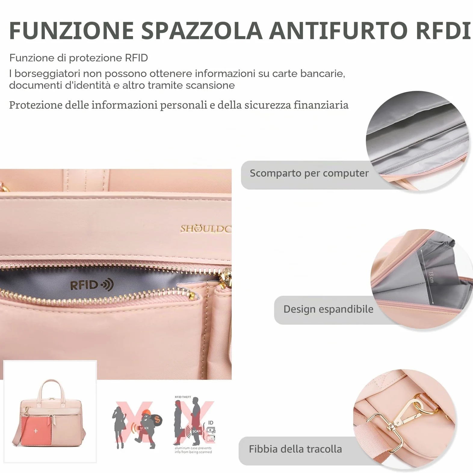 NICOLE & DORIS Borsa per Computer Portatile 15-16Inch Borse da Lavoro Donna Impermeabile Borsa per Laptop Uomo Borsa Business a Tracolla per Scuola/Ufficio/Lavoro