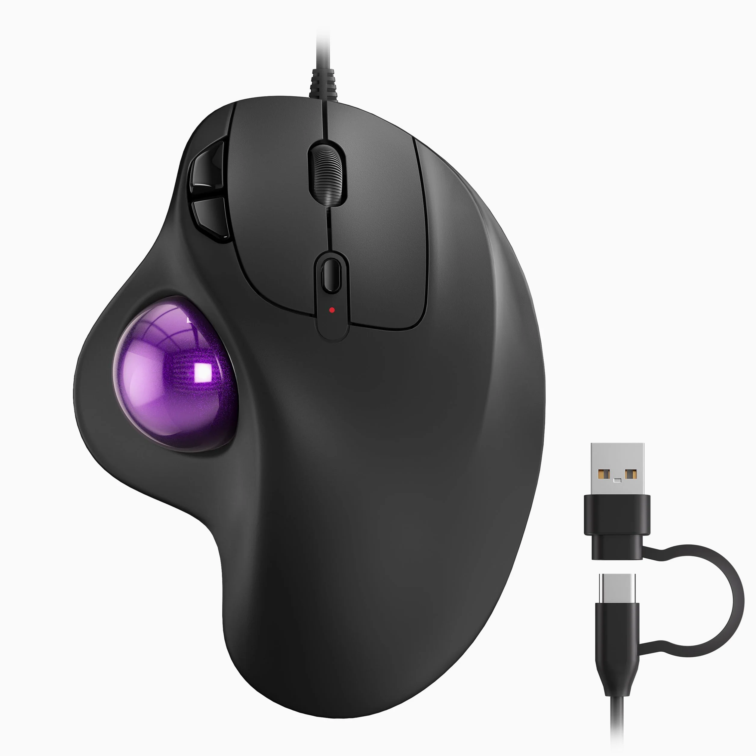 Nulea Mouse trackball M509 cablato, design ergonomico, facile controllo del pollice, tracciamento preciso e fluido, interfaccia 2 in 1 (tipo A & Tipo C), compatibile con PC, laptop, Mac, Windows.